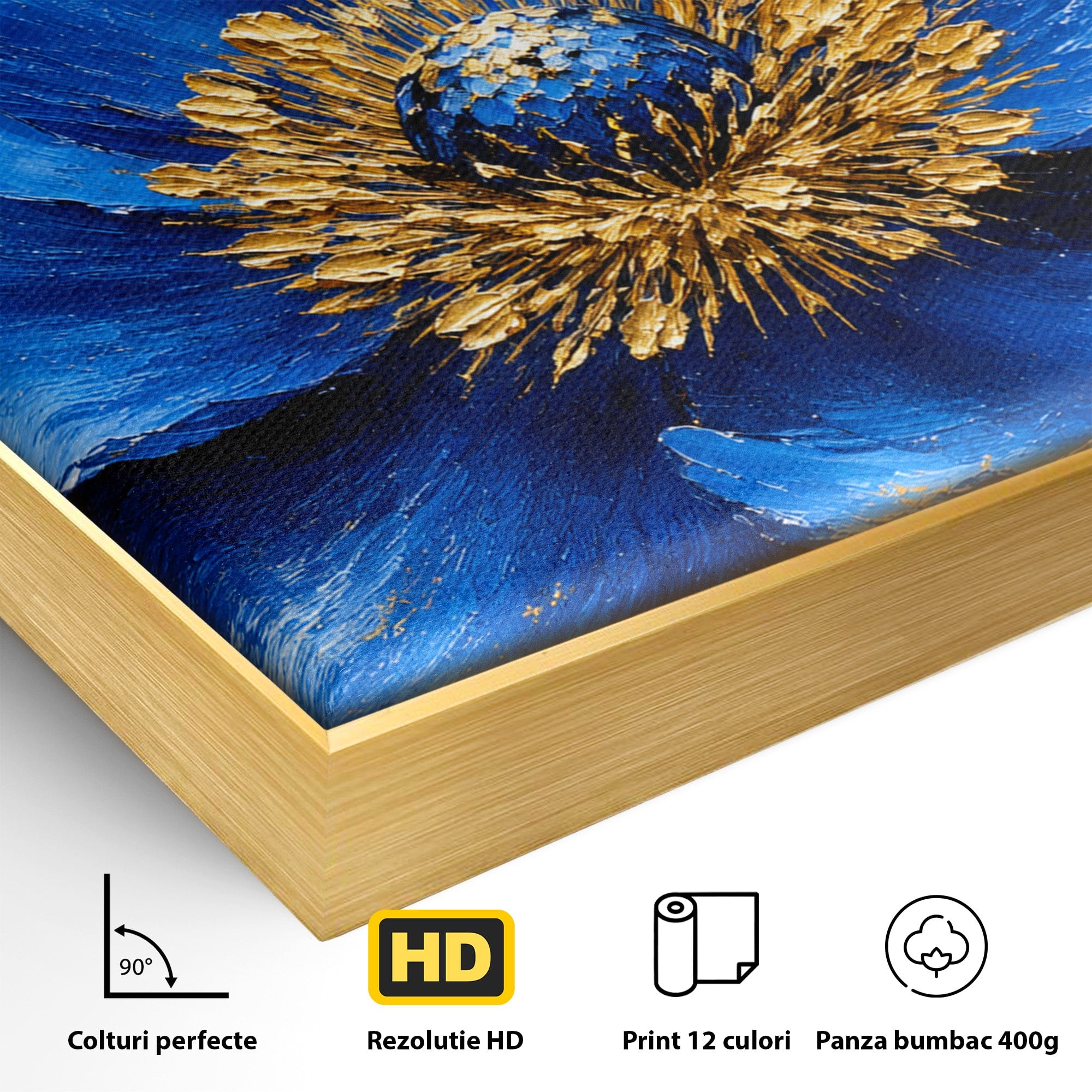 Tablou Canvas Premium LuxCanva® A1810, Floare Albastra, Floare, Abstract, Natura, Arta, Living, Culori Vibrante