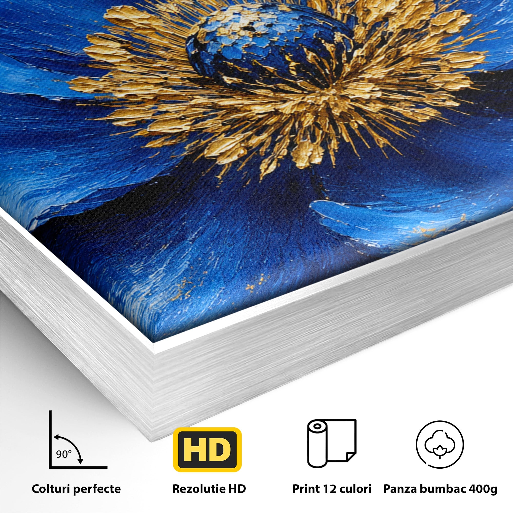 Tablou Canvas Premium LuxCanva® A1810, Floare Albastra, Floare, Abstract, Natura, Arta, Living, Culori Vibrante