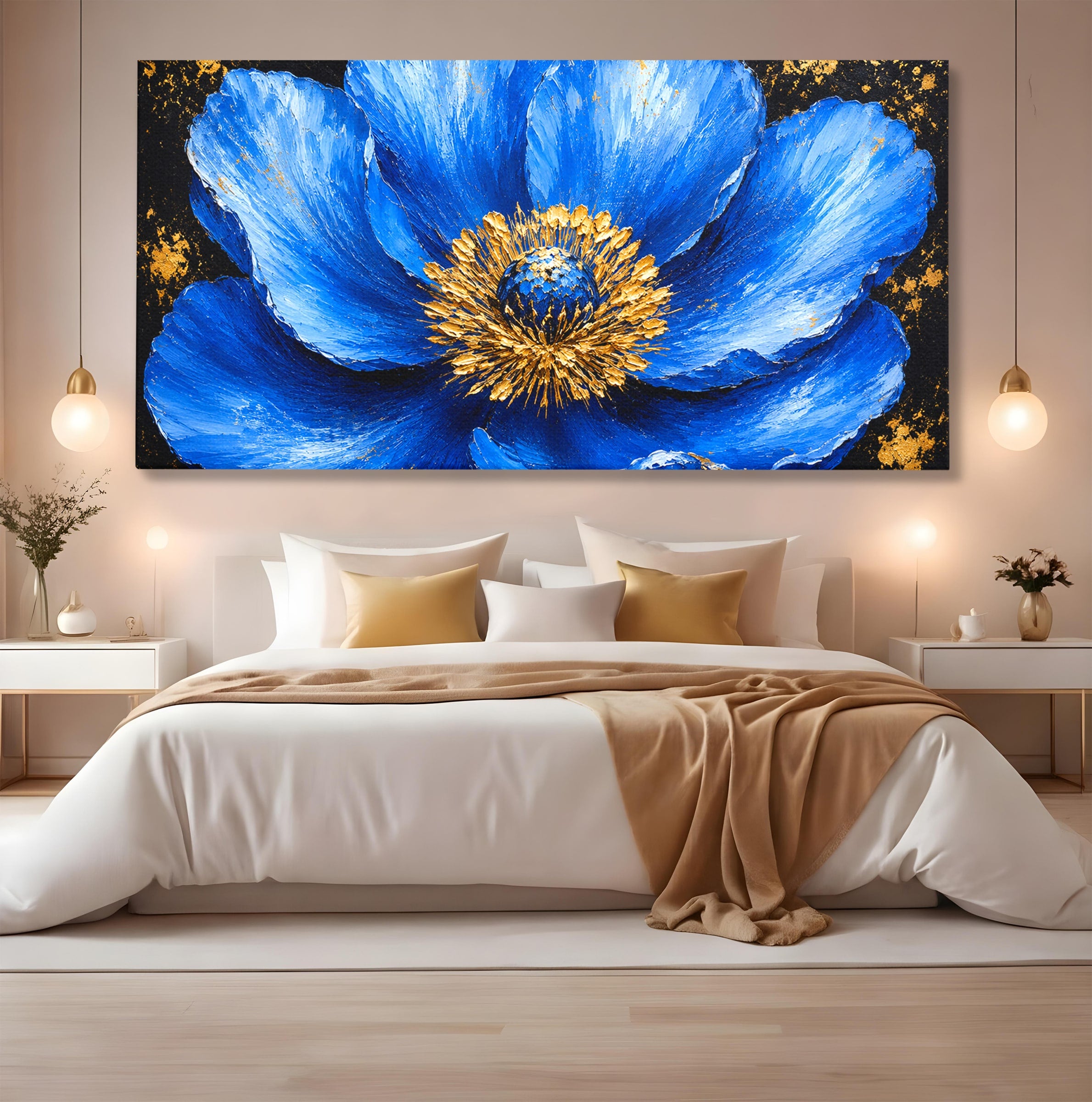 Tablou Canvas Premium LuxCanva® A1810, Floare Albastra, Floare, Abstract, Natura, Arta, Living, Culori Vibrante