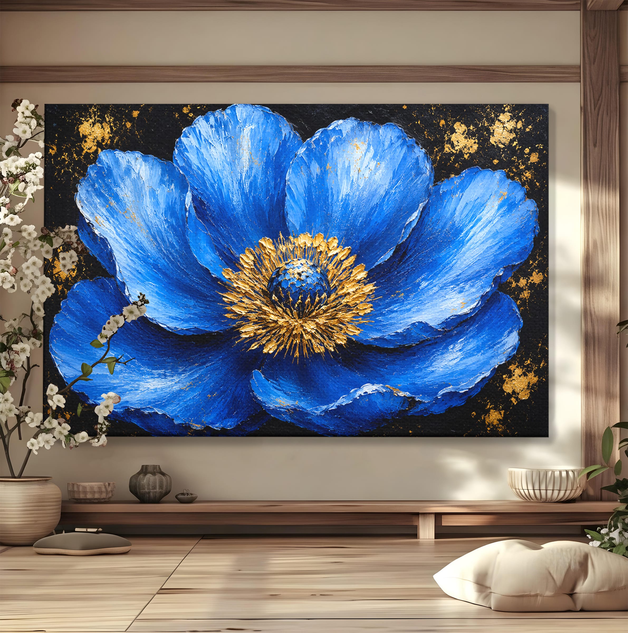 Tablou Canvas Premium LuxCanva® A1810, Floare Albastra, Floare, Abstract, Natura, Arta, Living, Culori Vibrante