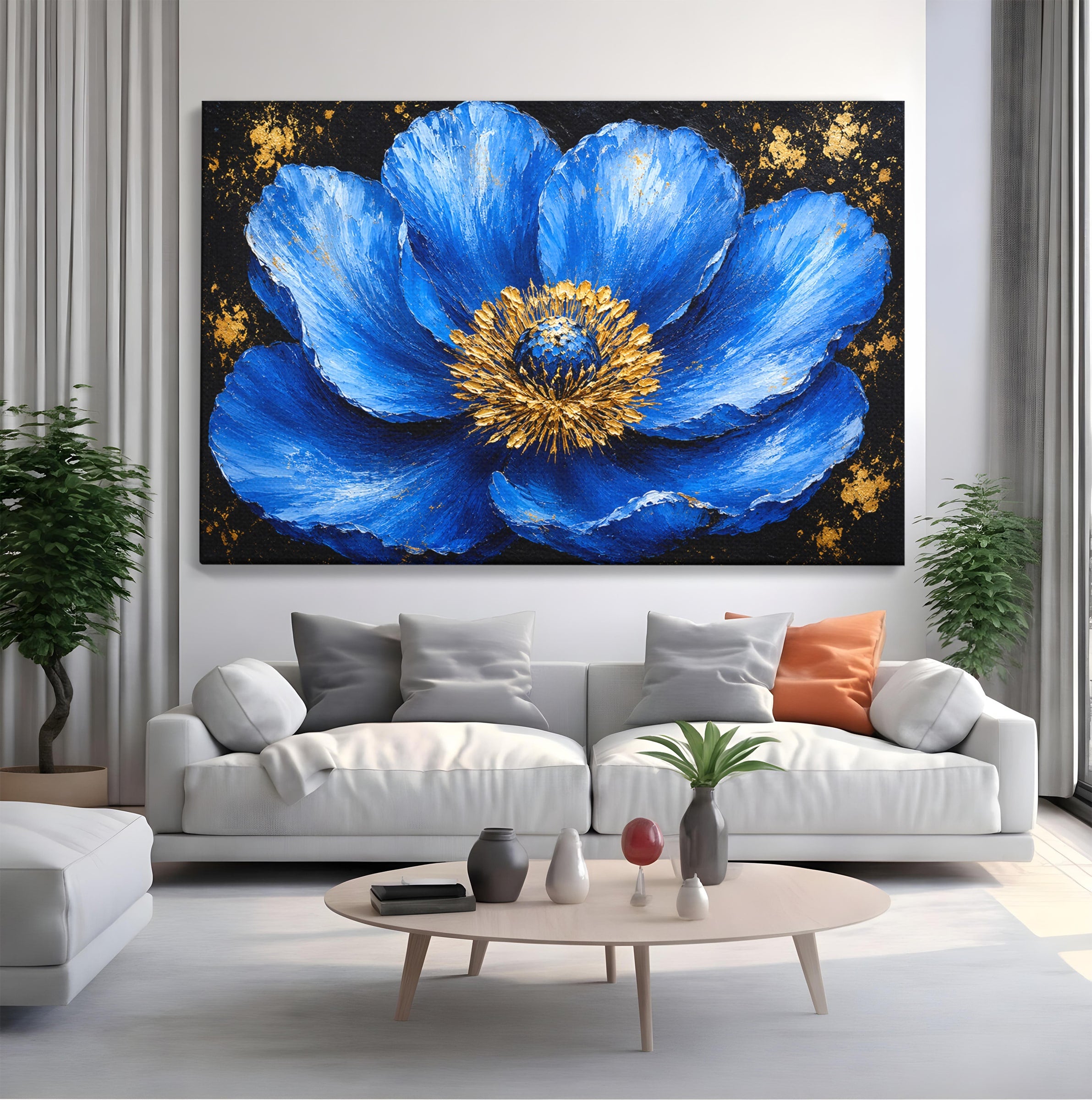 Tablou Canvas Premium LuxCanva® A1810, Floare Albastra, Floare, Abstract, Natura, Arta, Living, Culori Vibrante