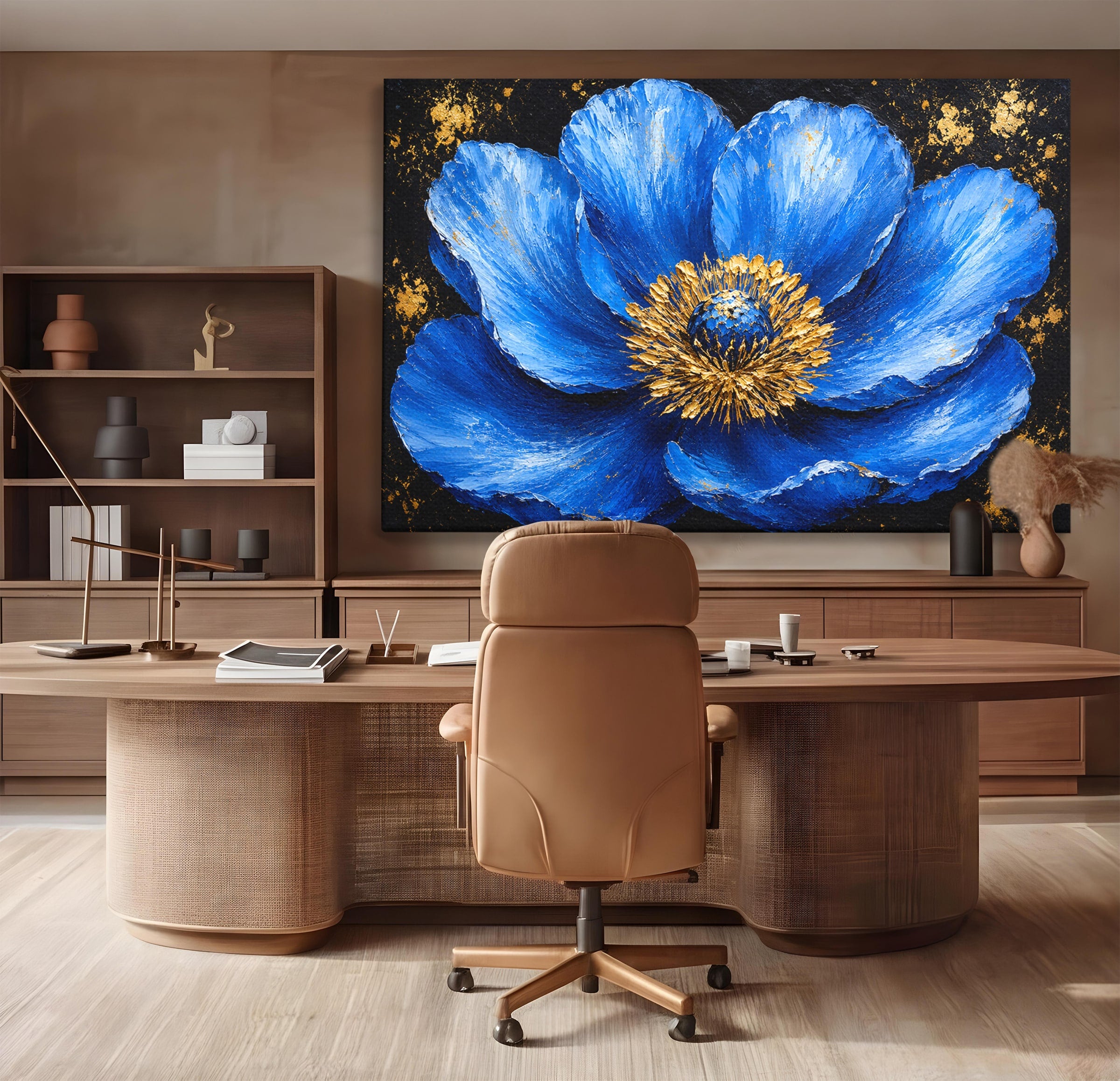 Tablou Canvas Premium LuxCanva® A1810, Floare Albastra, Floare, Abstract, Natura, Arta, Living, Culori Vibrante
