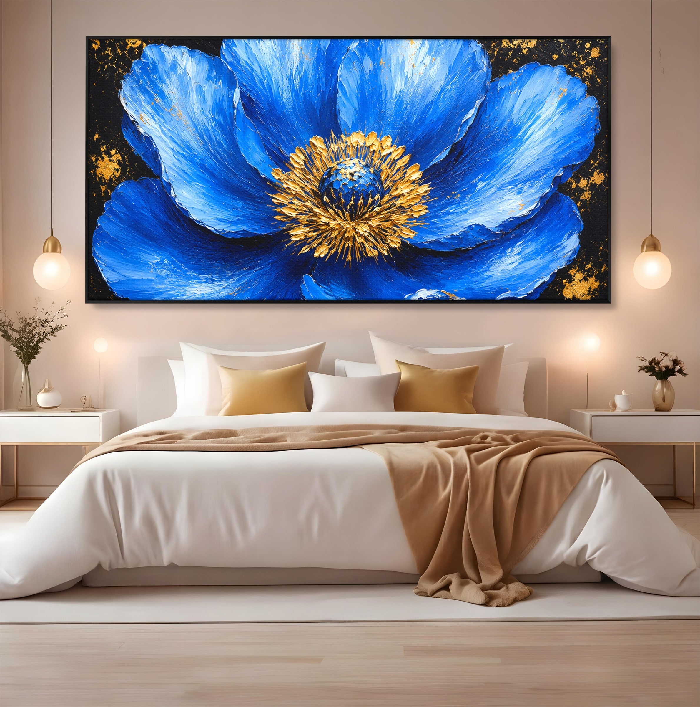 Tablou Canvas Premium LuxCanva® A1810, Floare Albastra, Floare, Abstract, Natura, Arta, Living, Culori Vibrante