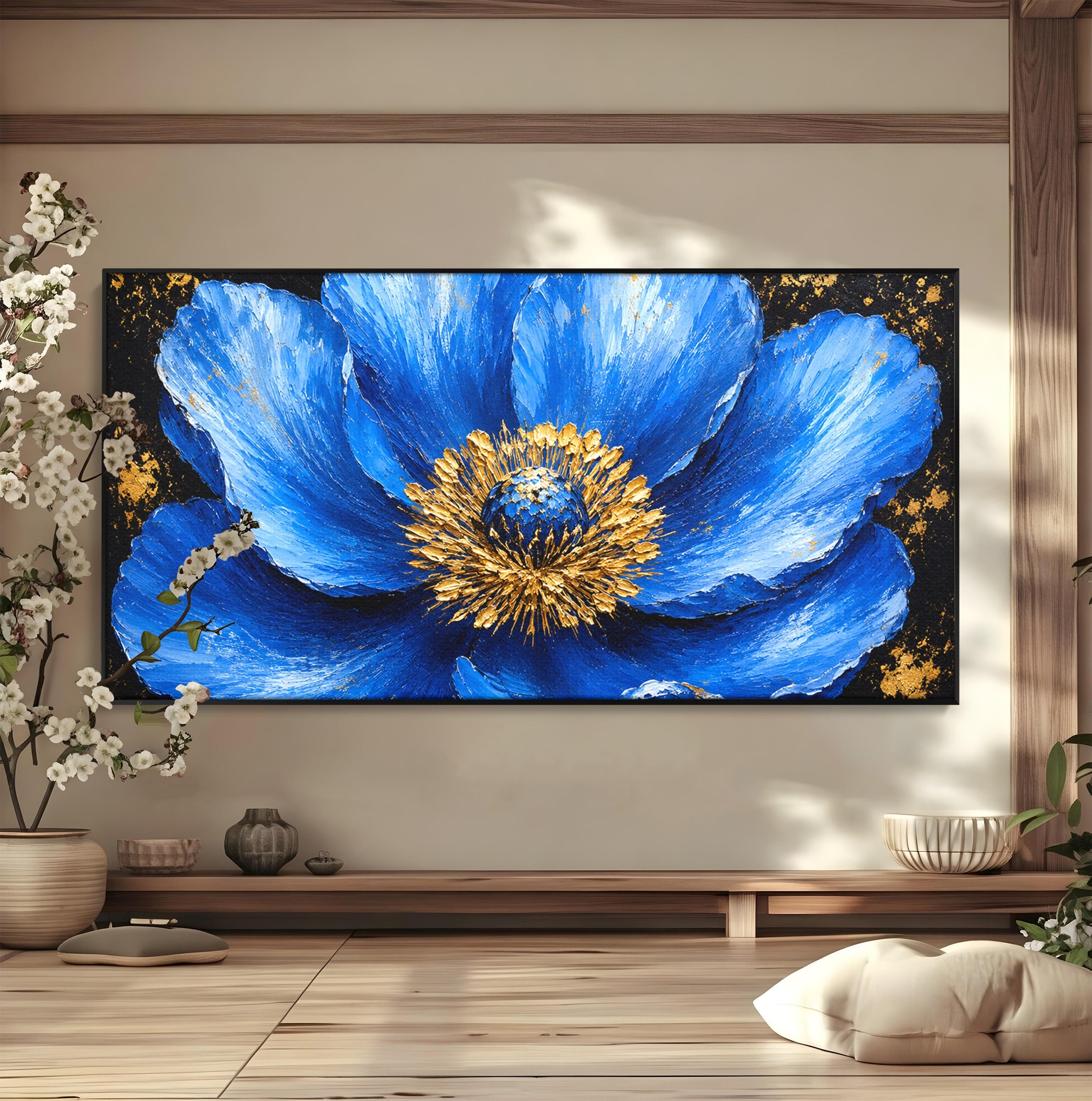 Tablou Canvas Premium LuxCanva® A1810, Floare Albastra, Floare, Abstract, Natura, Arta, Living, Culori Vibrante