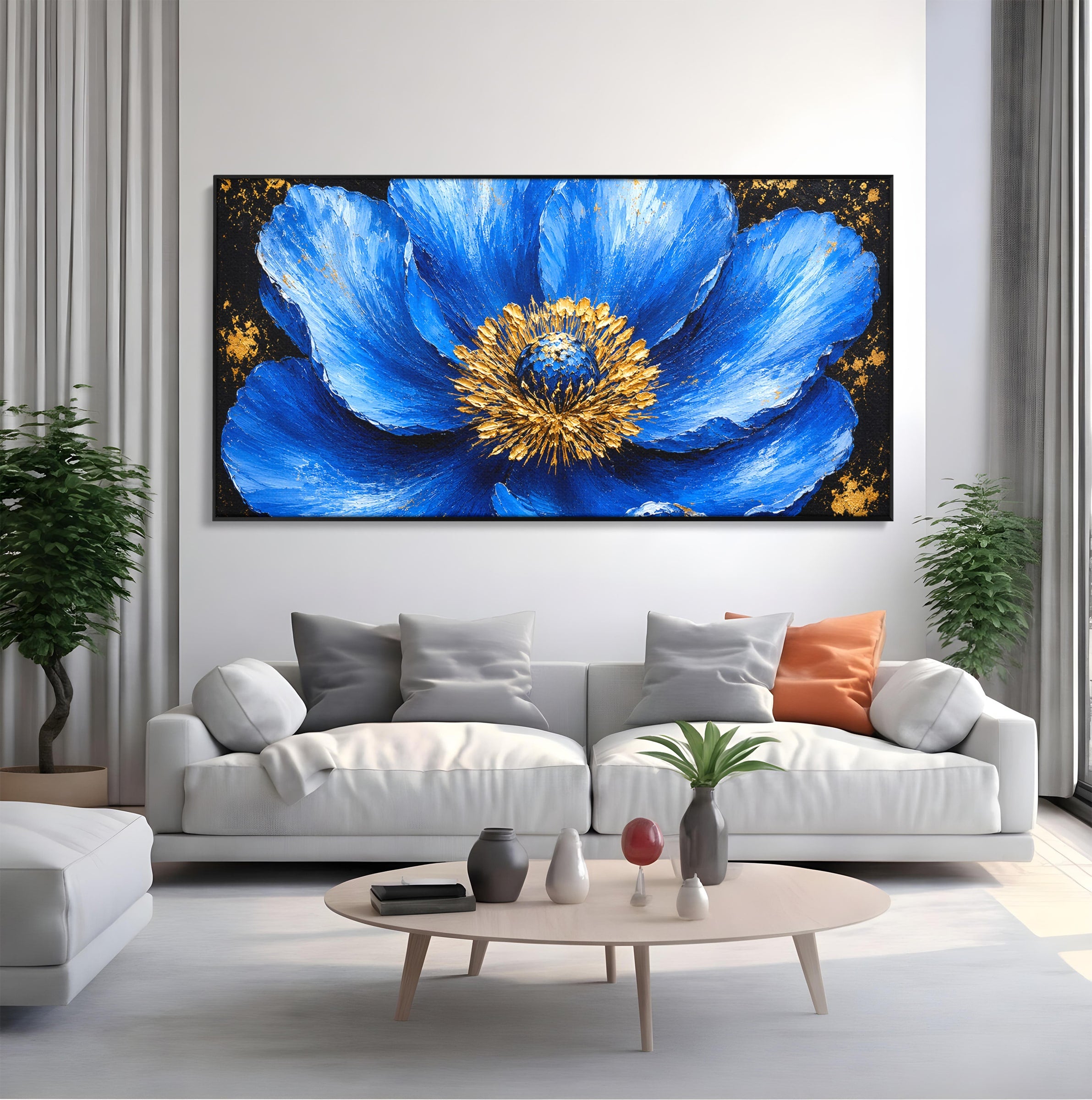 Tablou Canvas Premium LuxCanva® A1810, Floare Albastra, Floare, Abstract, Natura, Arta, Living, Culori Vibrante