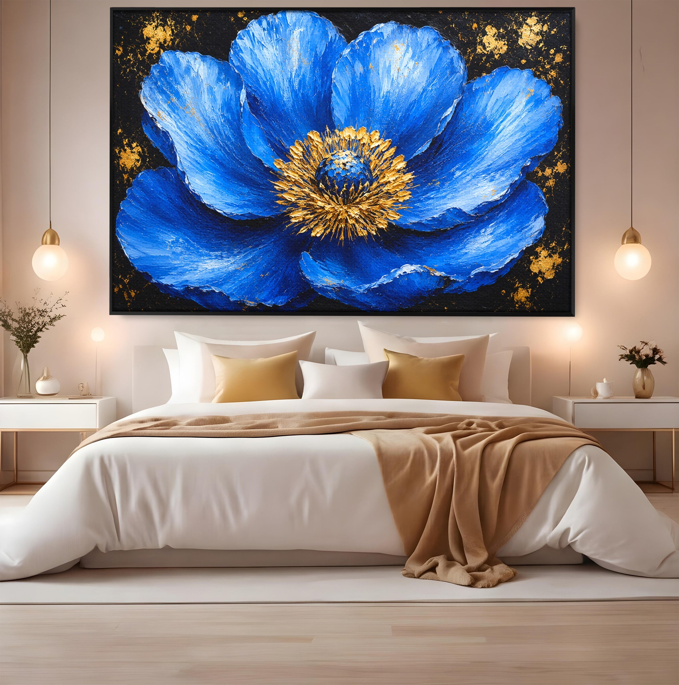 Tablou Canvas Premium LuxCanva® A1810, Floare Albastra, Floare, Abstract, Natura, Arta, Living, Culori Vibrante