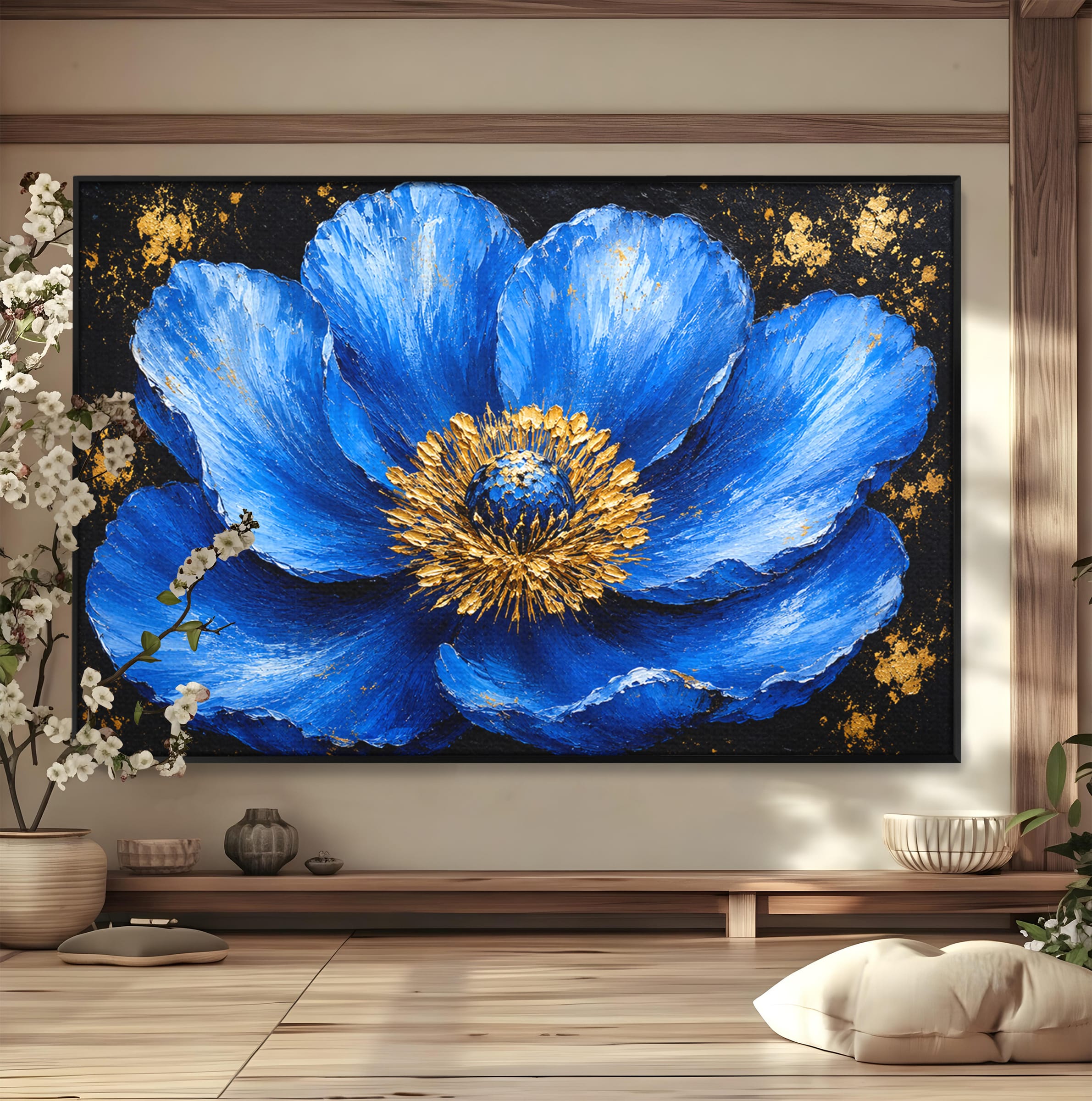 Tablou Canvas Premium LuxCanva® A1810, Floare Albastra, Floare, Abstract, Natura, Arta, Living, Culori Vibrante
