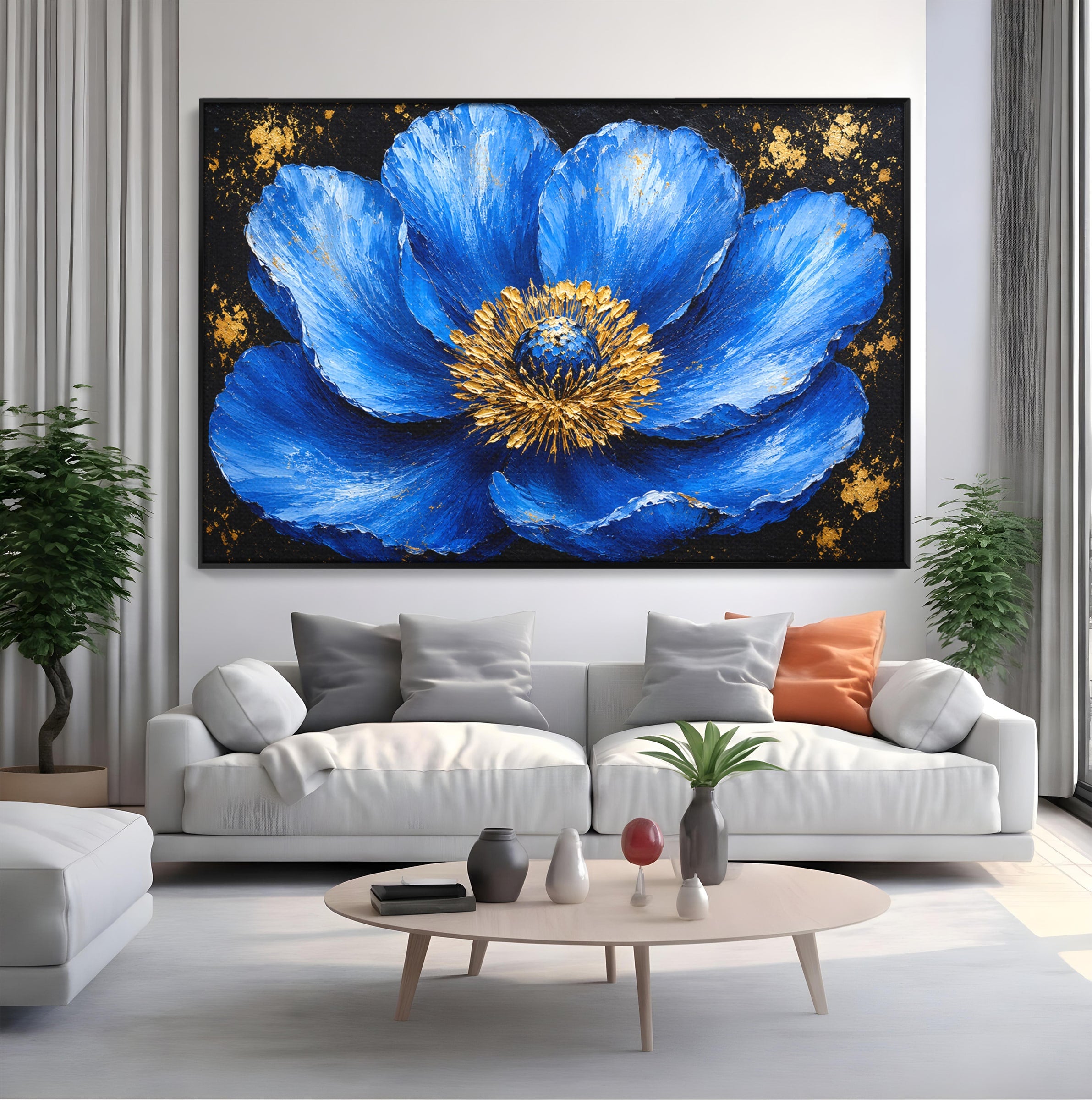 Tablou Canvas Premium LuxCanva® A1810, Floare Albastra, Floare, Abstract, Natura, Arta, Living, Culori Vibrante