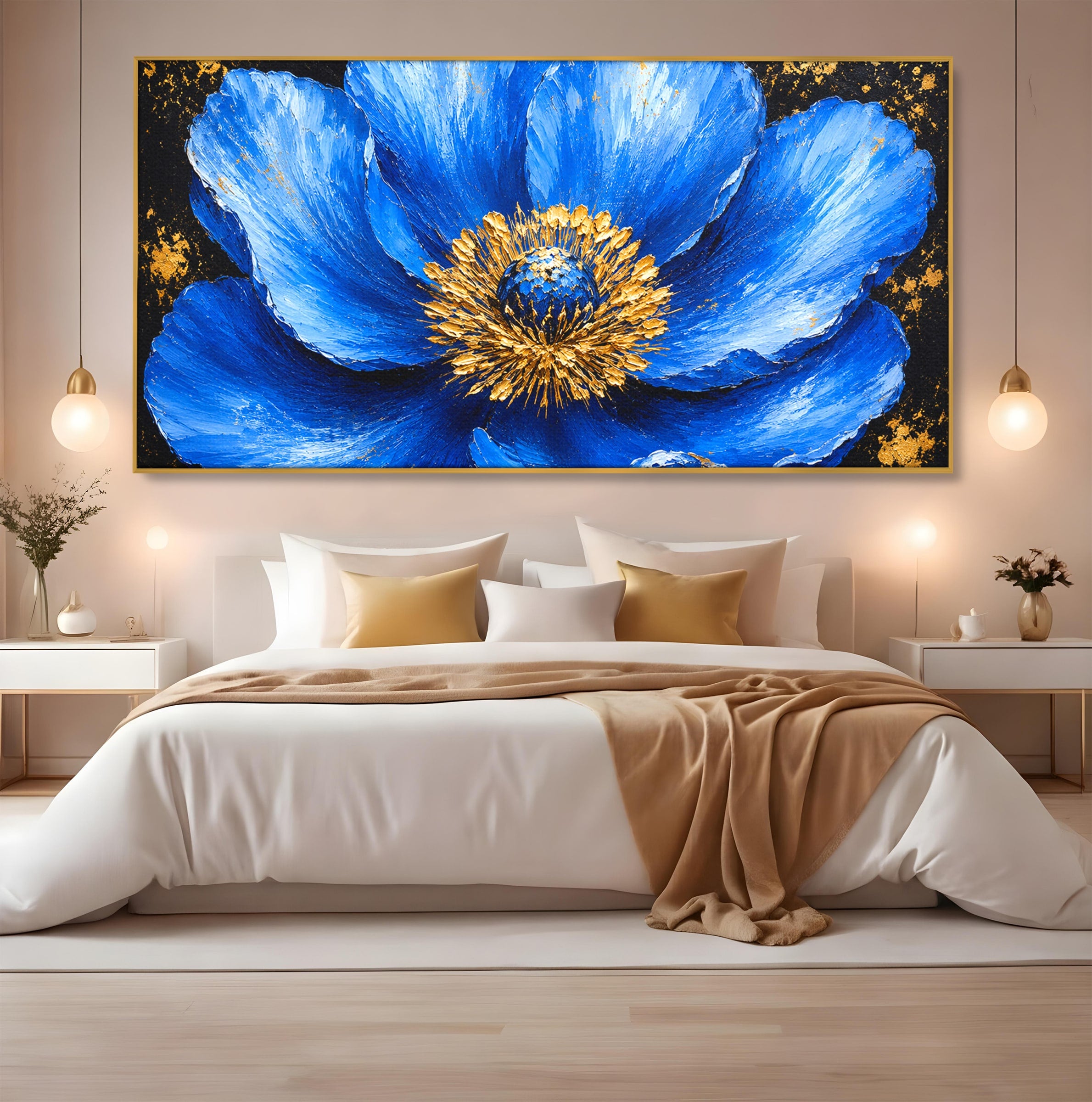 Tablou Canvas Premium LuxCanva® A1810, Floare Albastra, Floare, Abstract, Natura, Arta, Living, Culori Vibrante