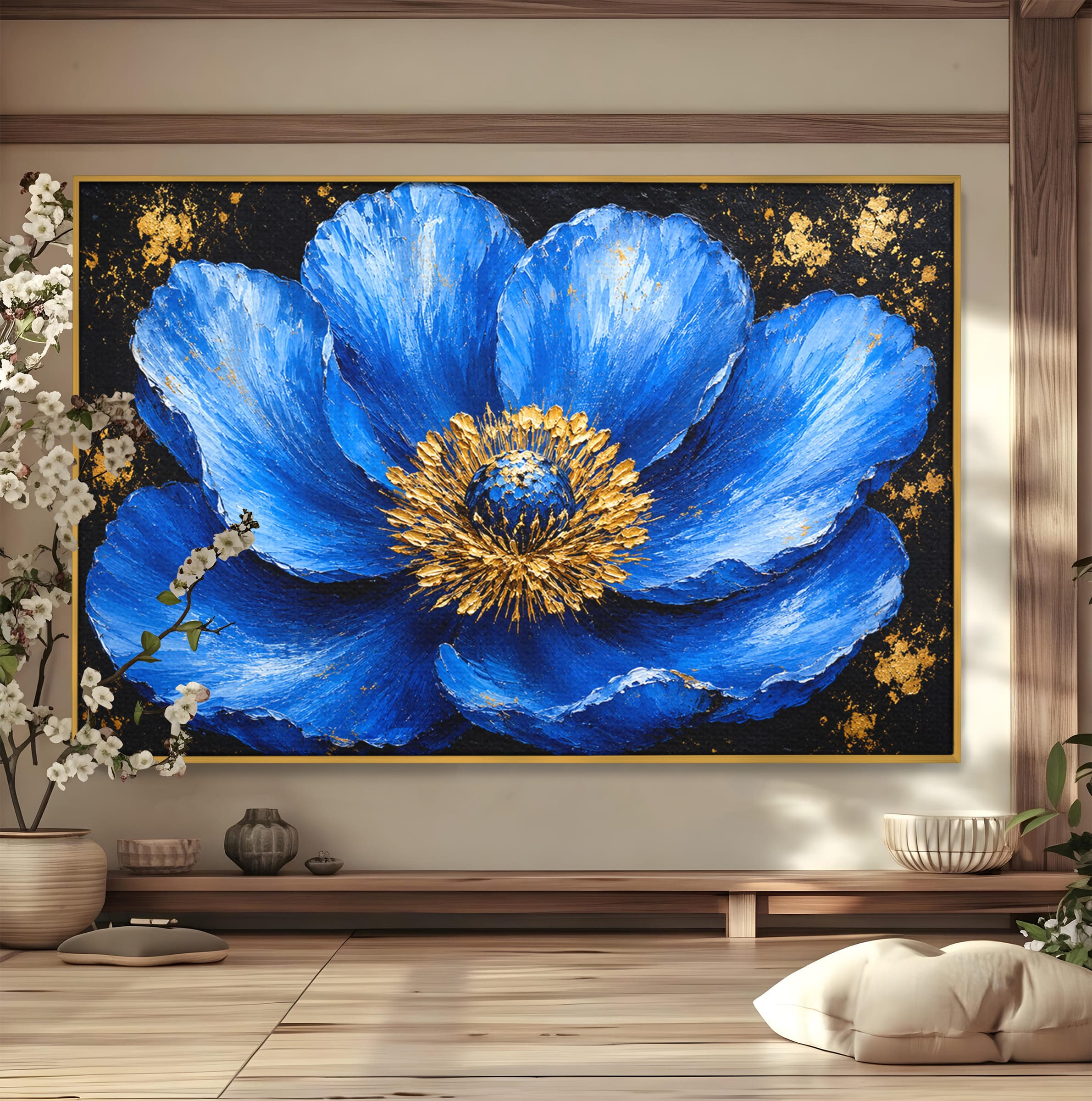 Tablou Canvas Premium LuxCanva® A1810, Floare Albastra, Floare, Abstract, Natura, Arta, Living, Culori Vibrante