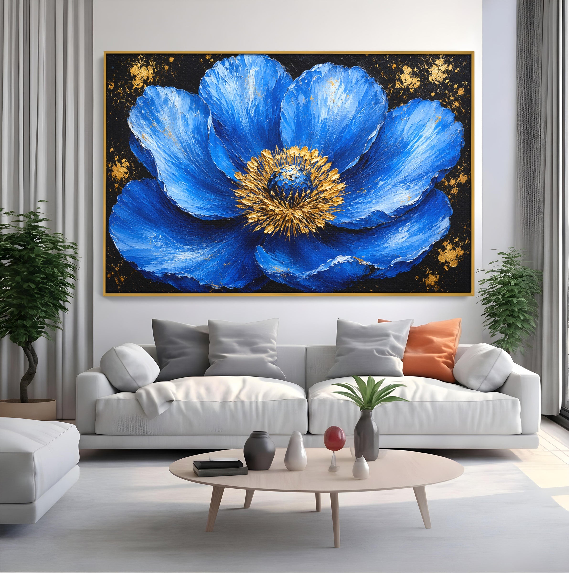 Tablou Canvas Premium LuxCanva® A1810, Floare Albastra, Floare, Abstract, Natura, Arta, Living, Culori Vibrante