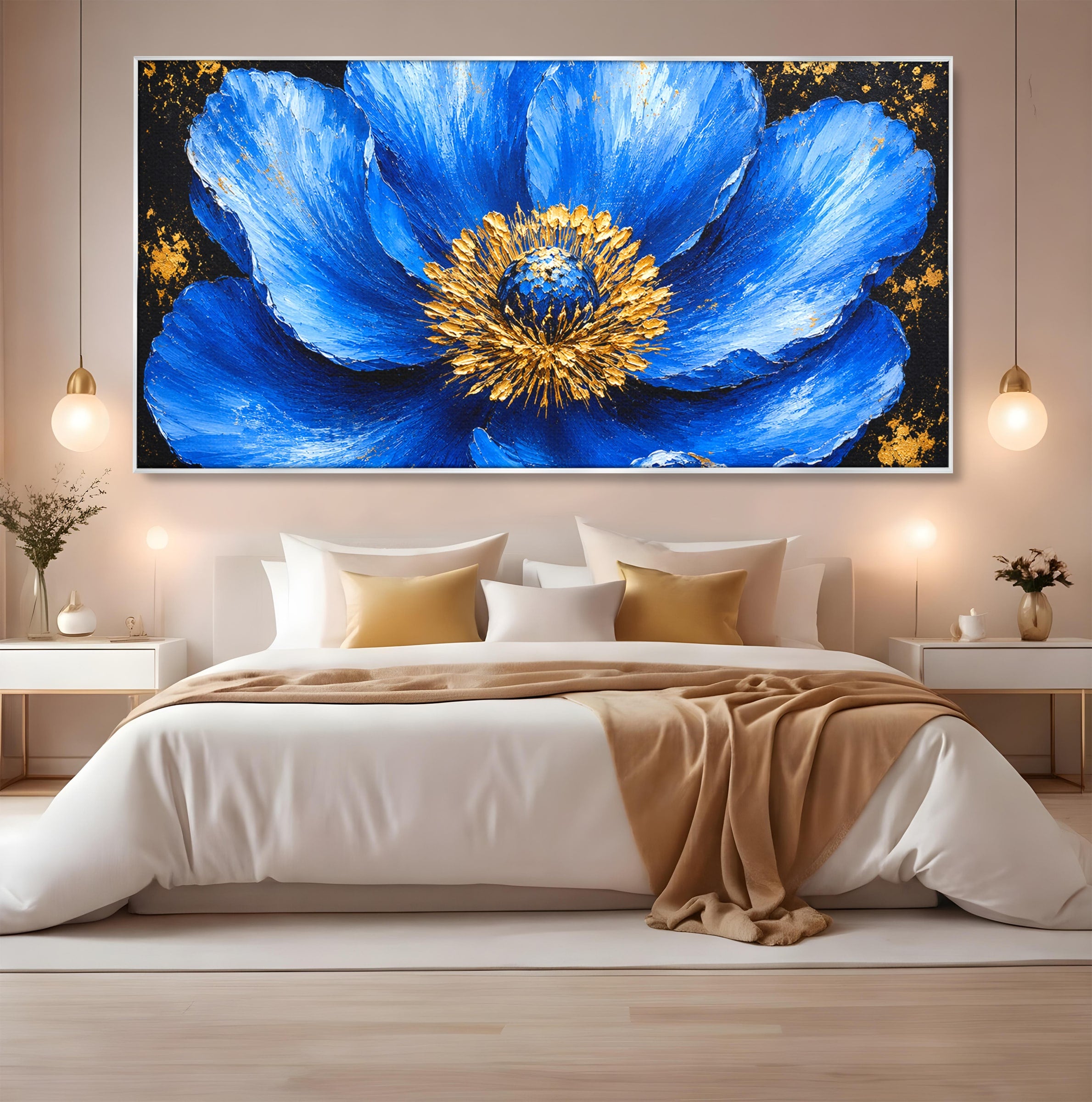 Tablou Canvas Premium LuxCanva® A1810, Floare Albastra, Floare, Abstract, Natura, Arta, Living, Culori Vibrante