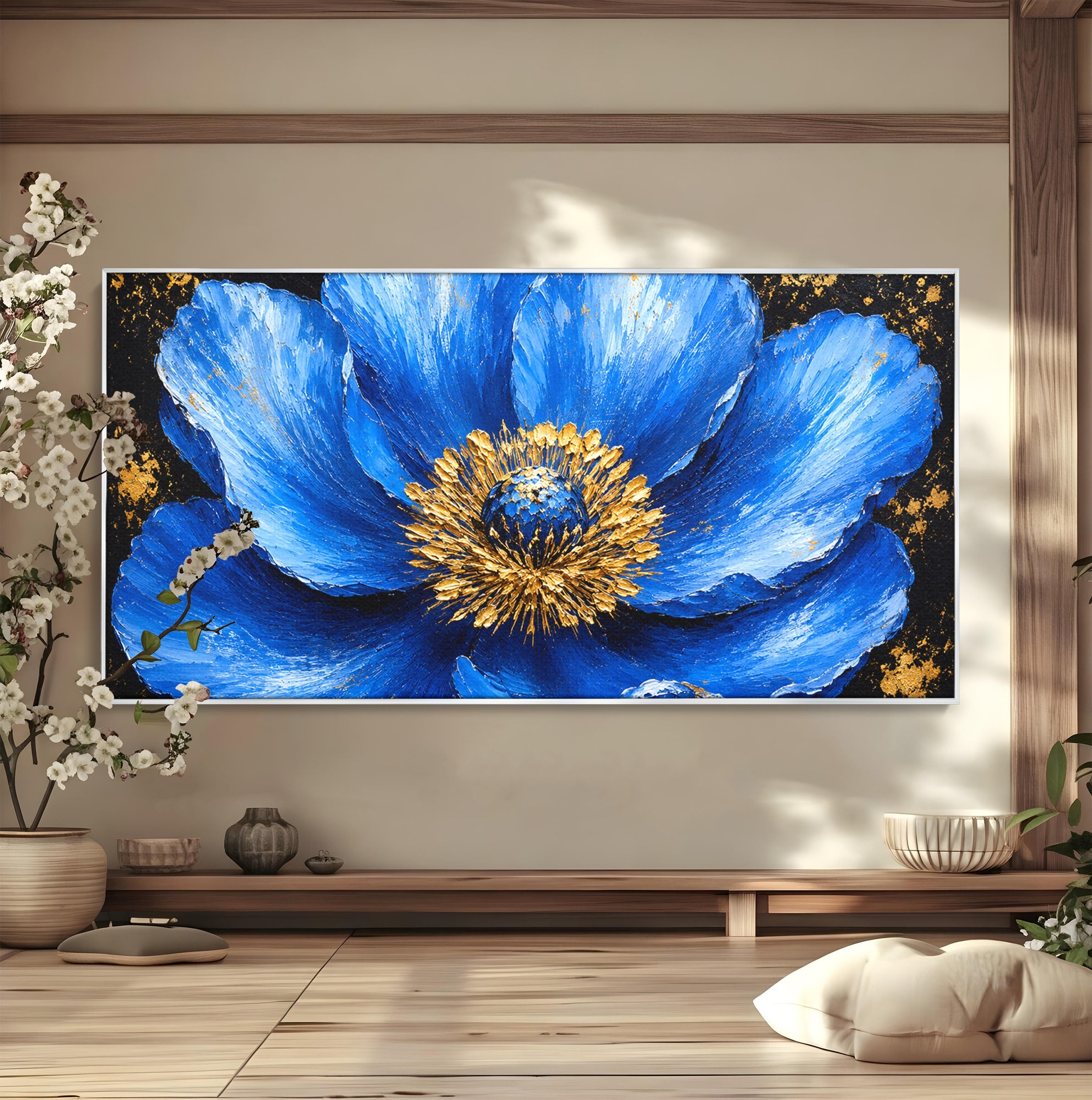Tablou Canvas Premium LuxCanva® A1810, Floare Albastra, Floare, Abstract, Natura, Arta, Living, Culori Vibrante