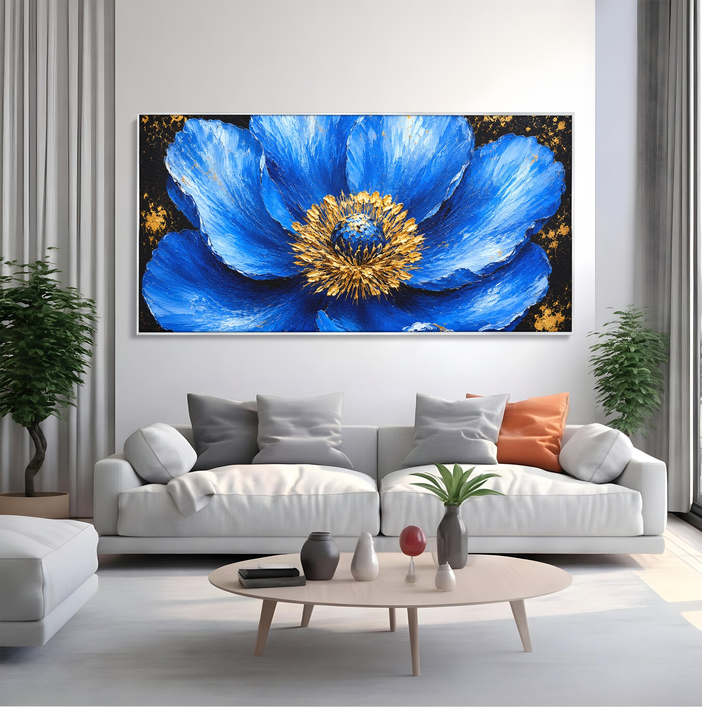 Tablou Canvas Premium LuxCanva® A1810, Floare Albastra, Floare, Abstract, Natura, Arta, Living, Culori Vibrante