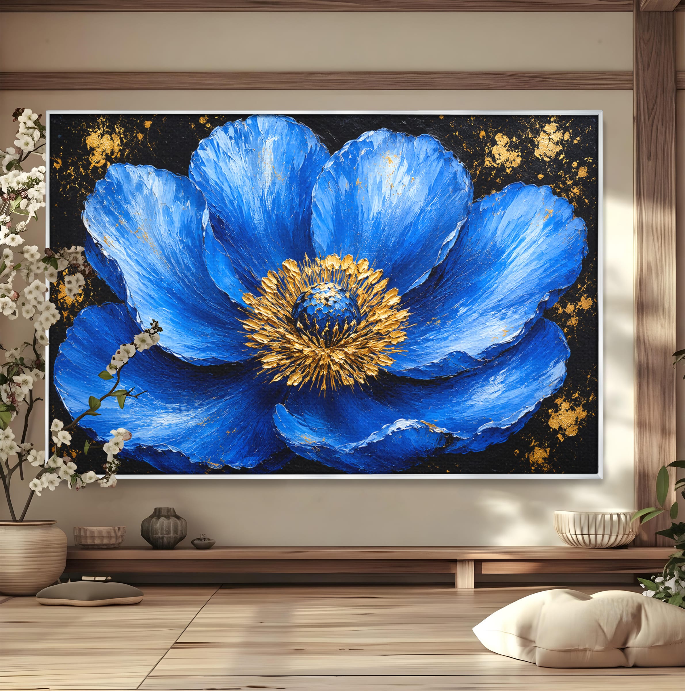 Tablou Canvas Premium LuxCanva® A1810, Floare Albastra, Floare, Abstract, Natura, Arta, Living, Culori Vibrante