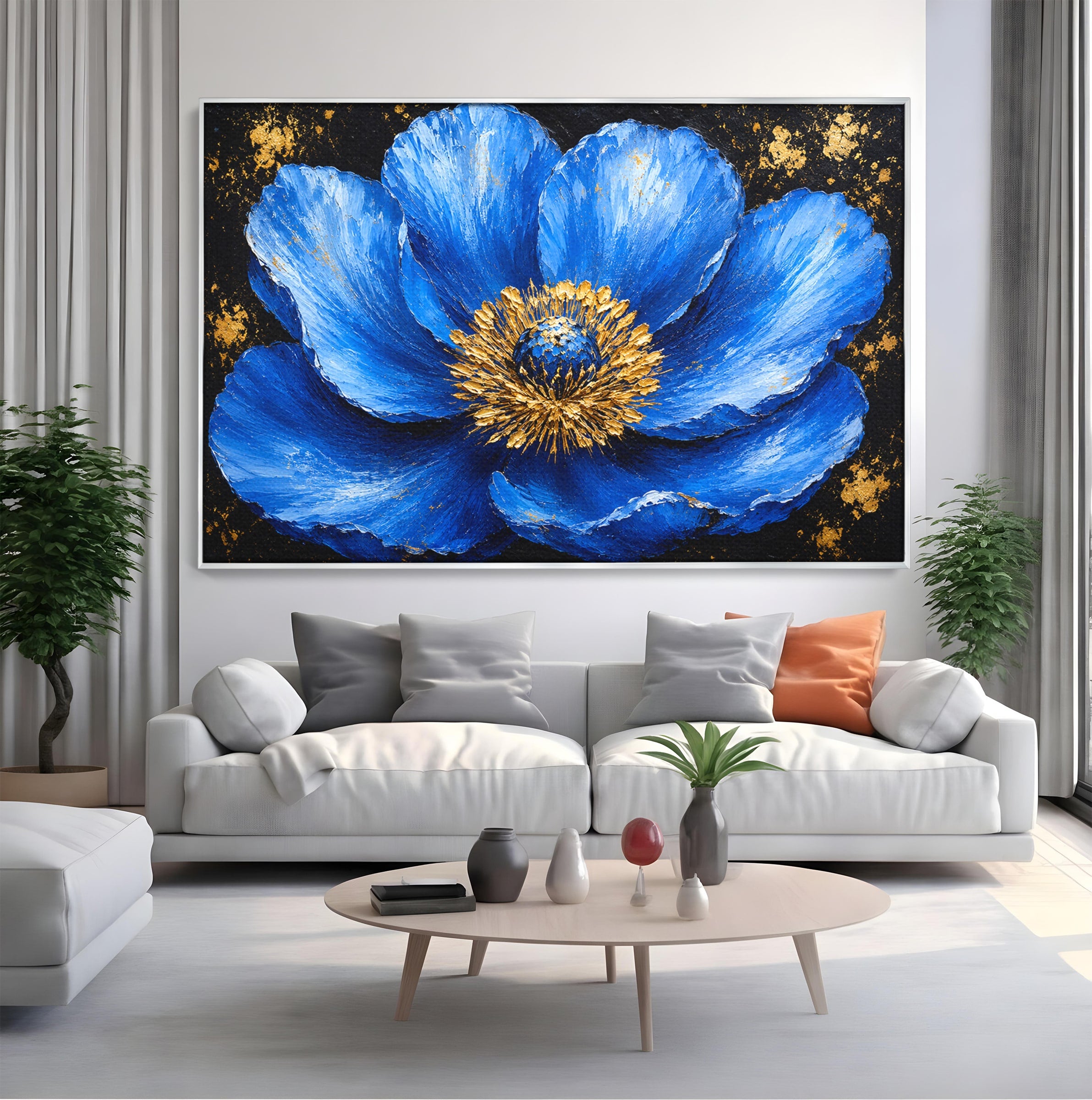 Tablou Canvas Premium LuxCanva® A1810, Floare Albastra, Floare, Abstract, Natura, Arta, Living, Culori Vibrante
