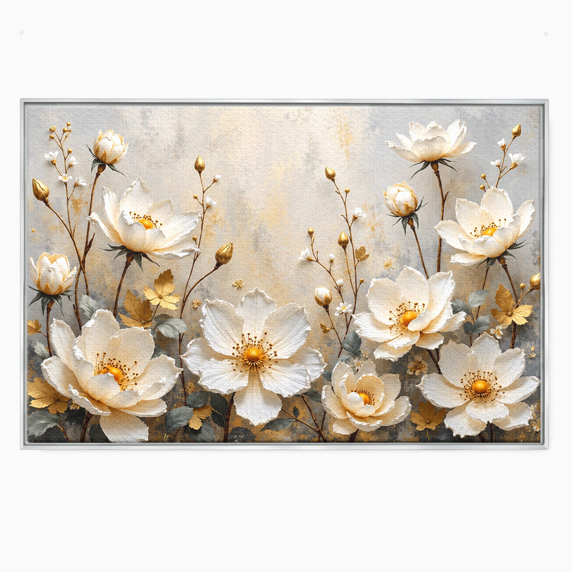 Tablou Canvas Premium LuxCanva® A1811, Flori Aurii Elegante, Flori, Eleganta, Natura, Dormitor, Living, Culori Vibrante