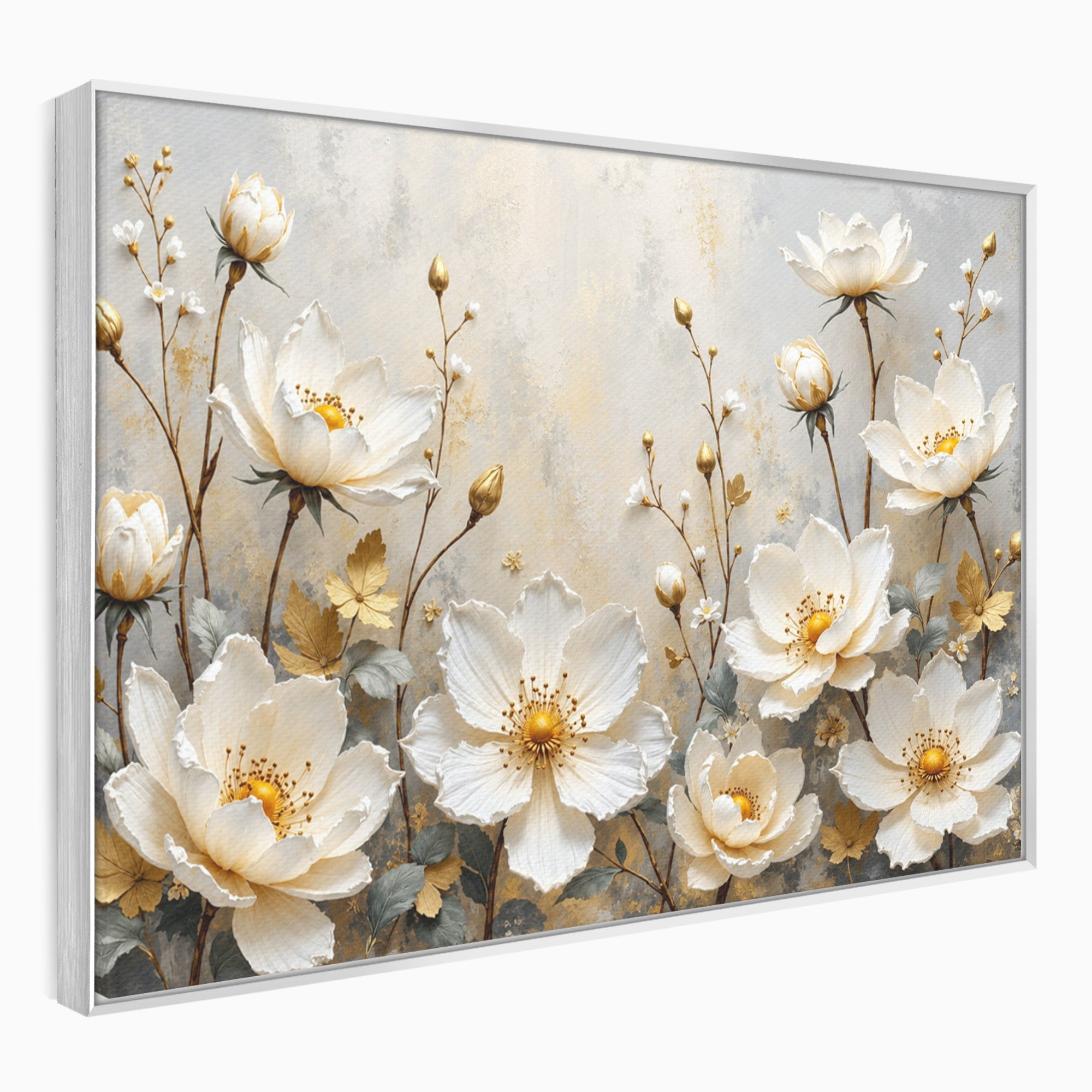 Tablou Canvas Premium LuxCanva® A1811, Flori Aurii Elegante, Flori, Eleganta, Natura, Dormitor, Living, Culori Vibrante