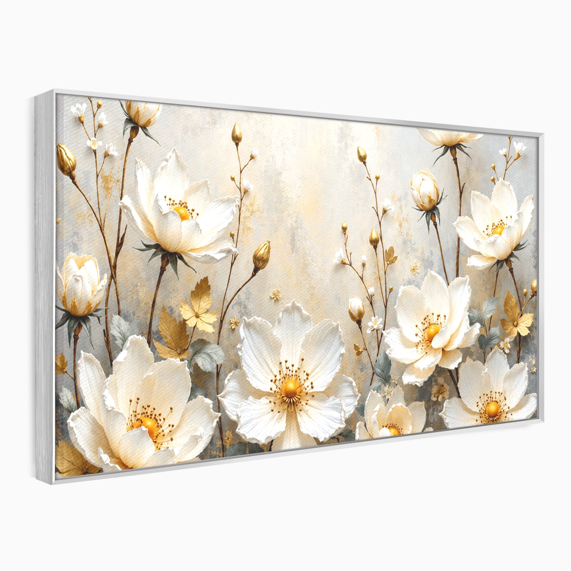 Tablou Canvas Premium LuxCanva® A1811, Flori Aurii Elegante, Flori, Eleganta, Natura, Dormitor, Living, Culori Vibrante