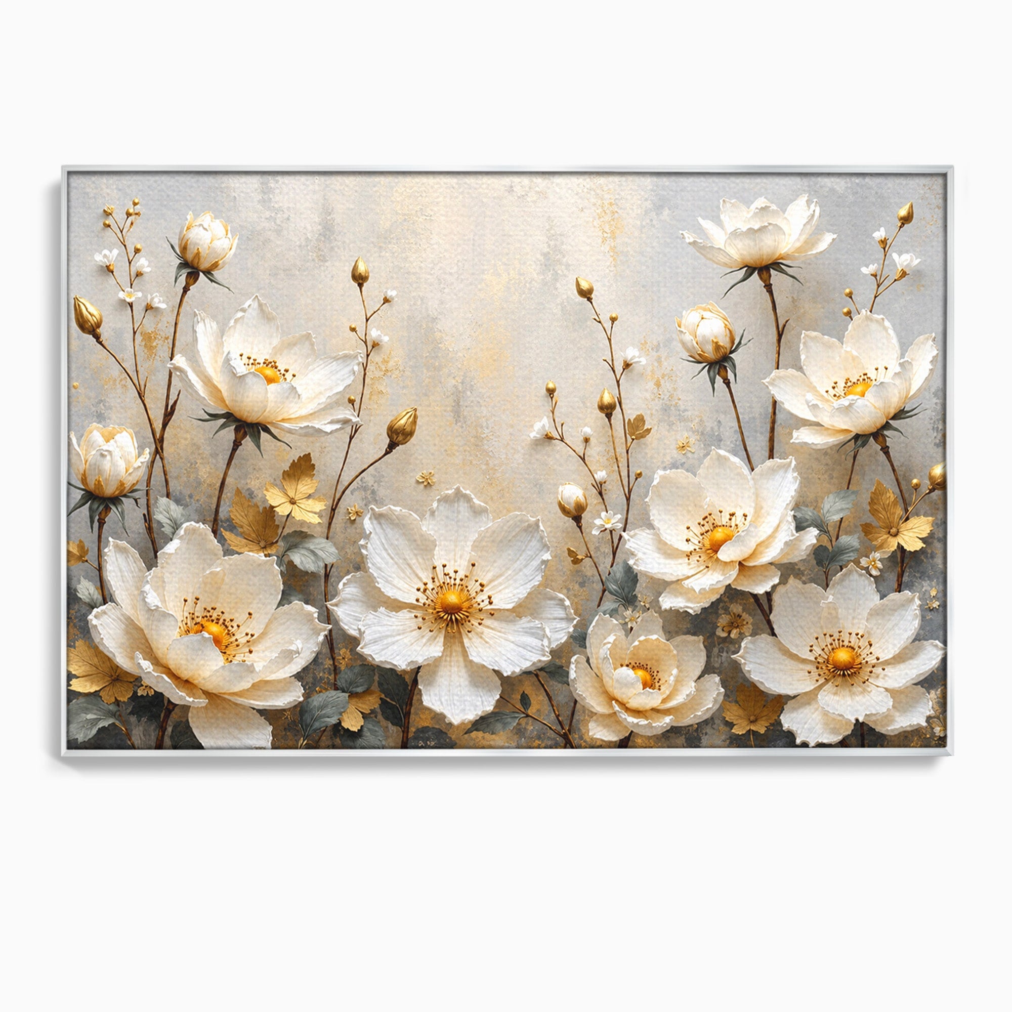 Tablou Canvas Premium LuxCanva® A1811, Flori Aurii Elegante, Flori, Eleganta, Natura, Dormitor, Living, Culori Vibrante