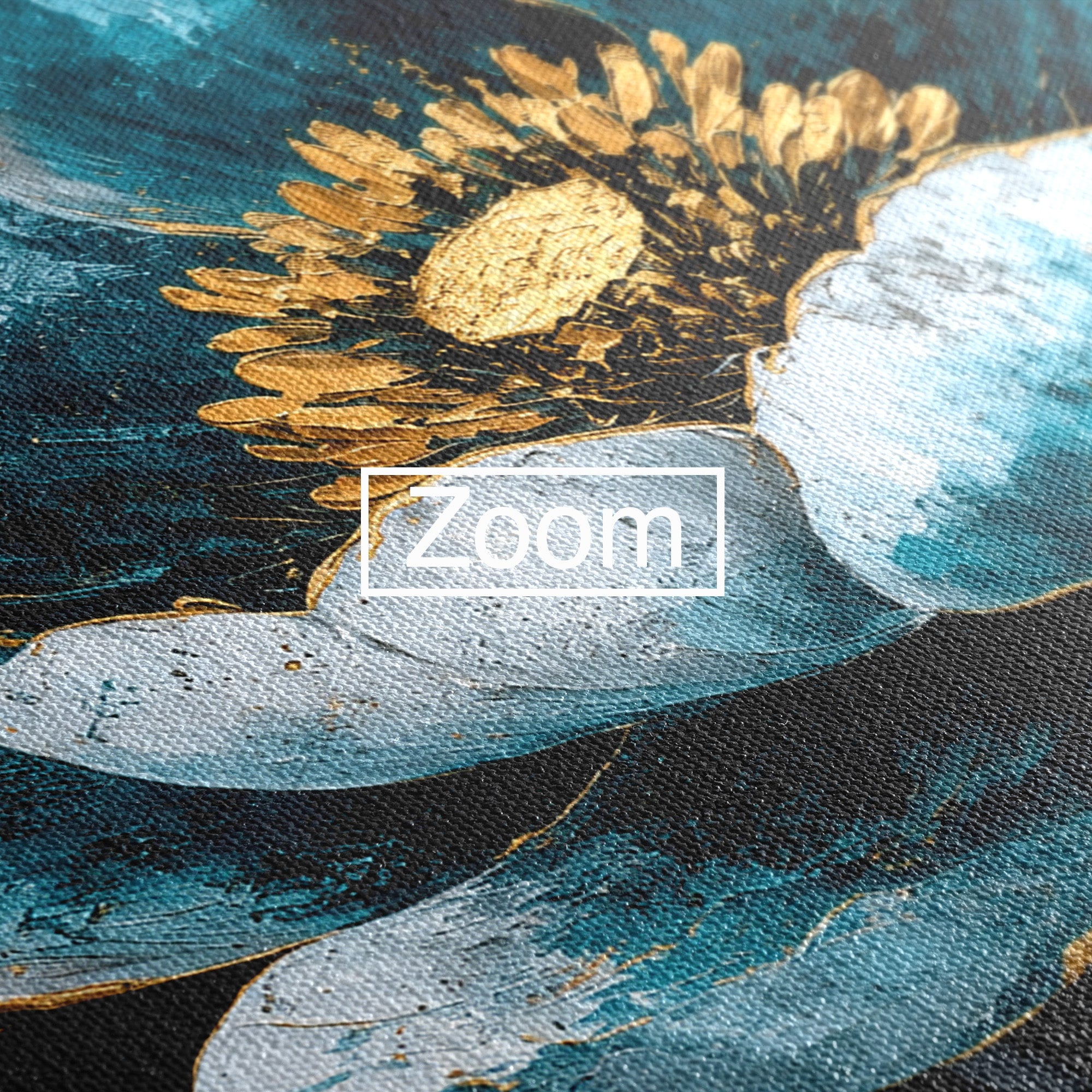 Tablou Canvas Premium LuxCanva® A1812, Petale de Azur, Floare, Auriu, Albastru, Abstract, Living, Culori Vibrante