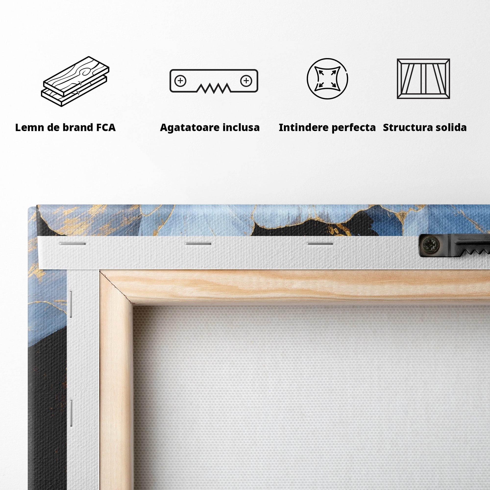 Tablou Canvas Premium LuxCanva® A1813, Înflorire Regală, Floare, Auriu, Negru, Living, Dormitor, Culori Vibrante