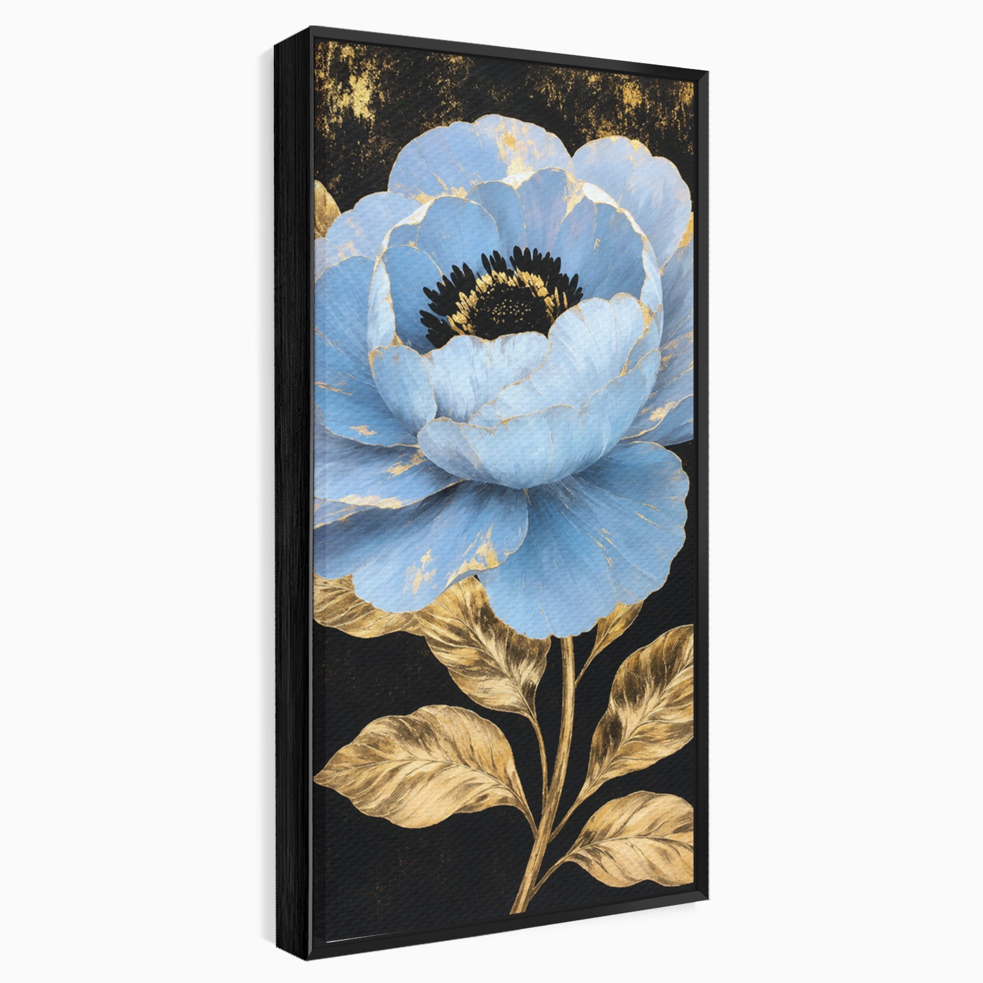 Tablou Canvas Premium LuxCanva® A1813, Înflorire Regală, Floare, Auriu, Negru, Living, Dormitor, Culori Vibrante