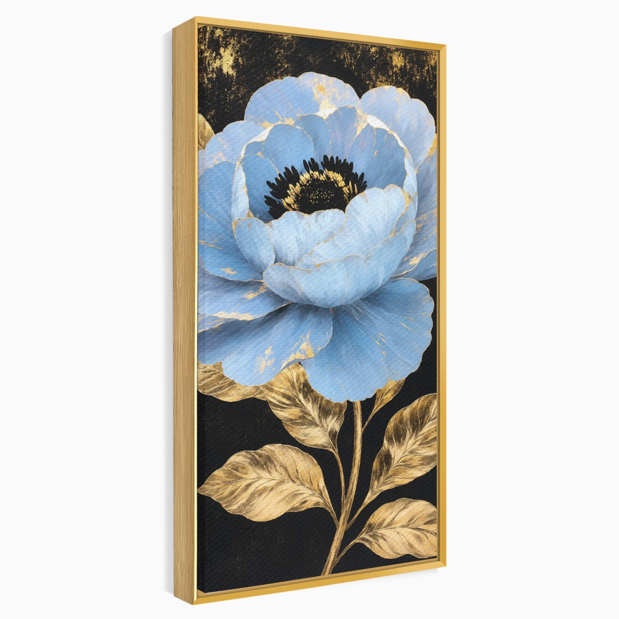 Tablou Canvas Premium LuxCanva® A1813, Înflorire Regală, Floare, Auriu, Negru, Living, Dormitor, Culori Vibrante