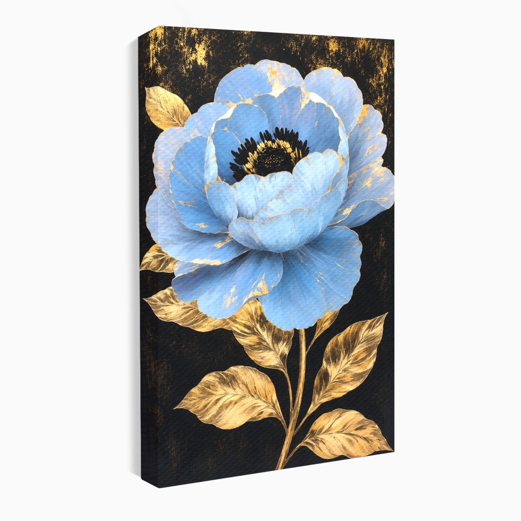 Tablou Canvas Premium LuxCanva® A1813, Înflorire Regală, Floare, Auriu, Negru, Living, Dormitor, Culori Vibrante