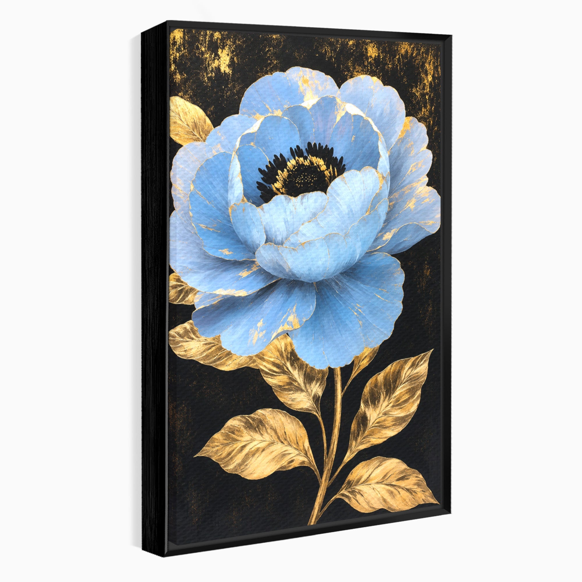 Tablou Canvas Premium LuxCanva® A1813, Înflorire Regală, Floare, Auriu, Negru, Living, Dormitor, Culori Vibrante