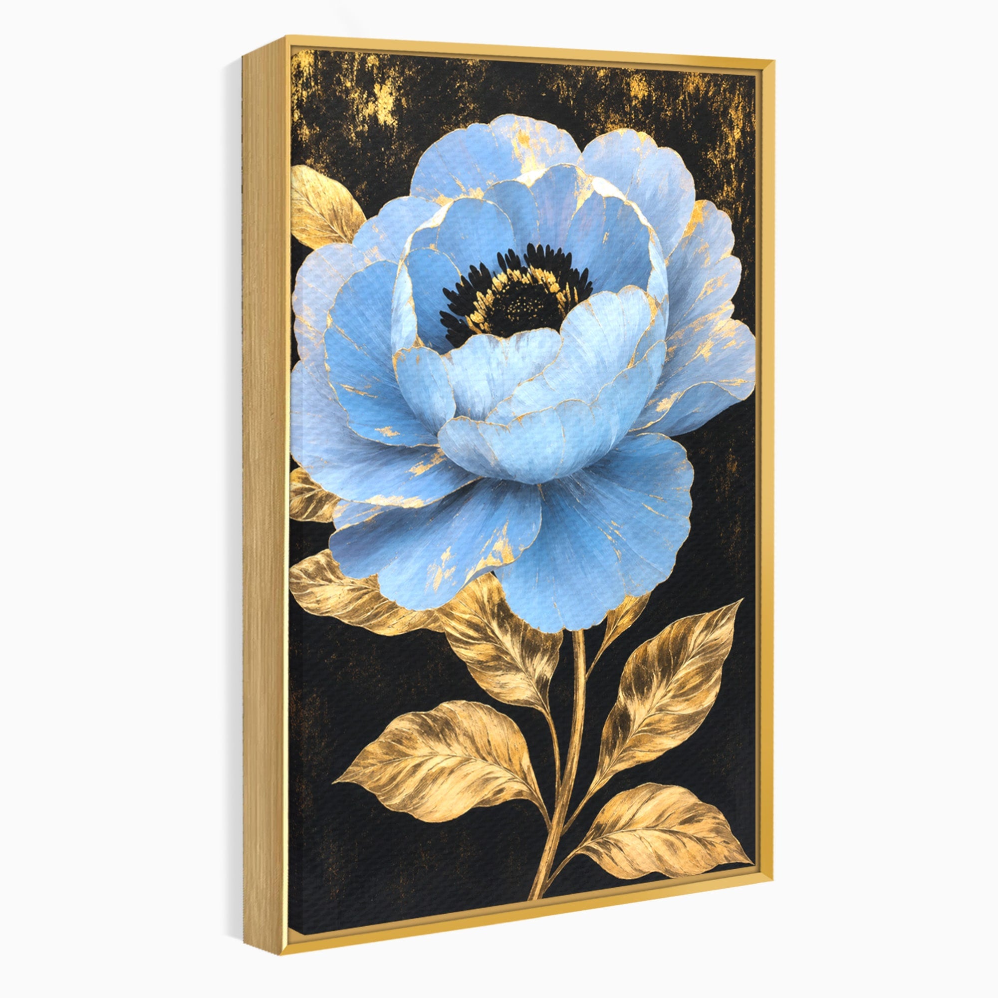 Tablou Canvas Premium LuxCanva® A1813, Înflorire Regală, Floare, Auriu, Negru, Living, Dormitor, Culori Vibrante