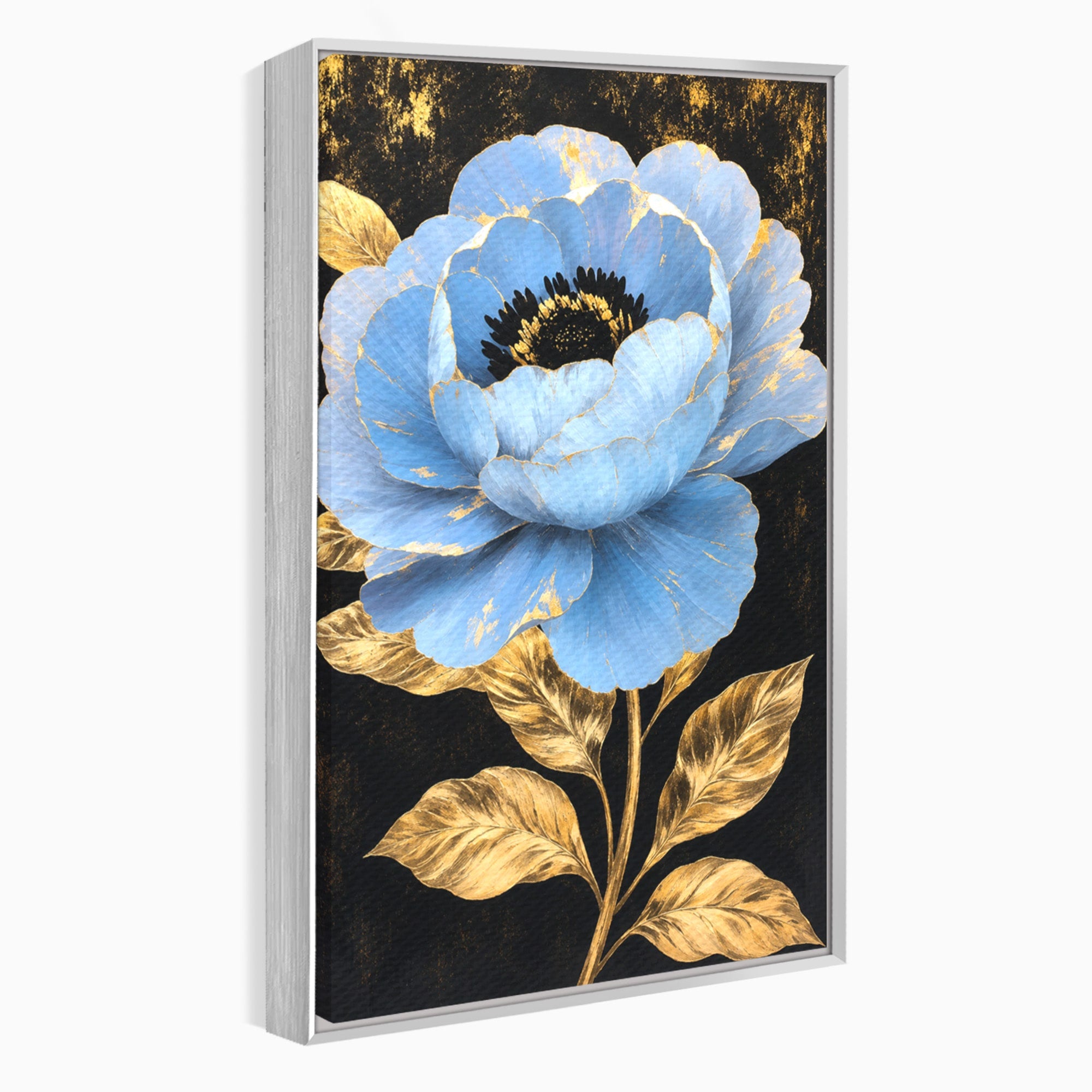 Tablou Canvas Premium LuxCanva® A1813, Înflorire Regală, Floare, Auriu, Negru, Living, Dormitor, Culori Vibrante