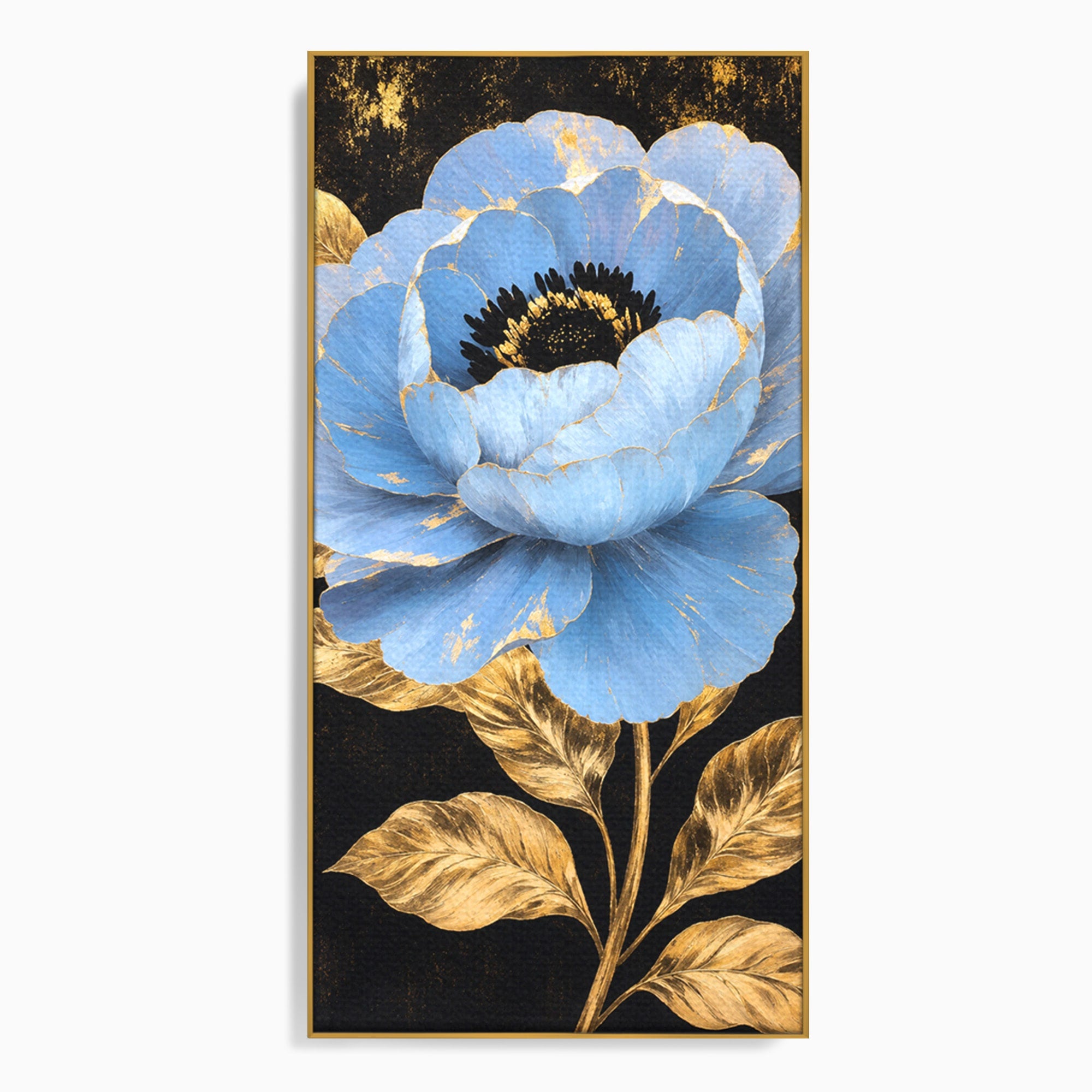 Tablou Canvas Premium LuxCanva® A1813, Înflorire Regală, Floare, Auriu, Negru, Living, Dormitor, Culori Vibrante