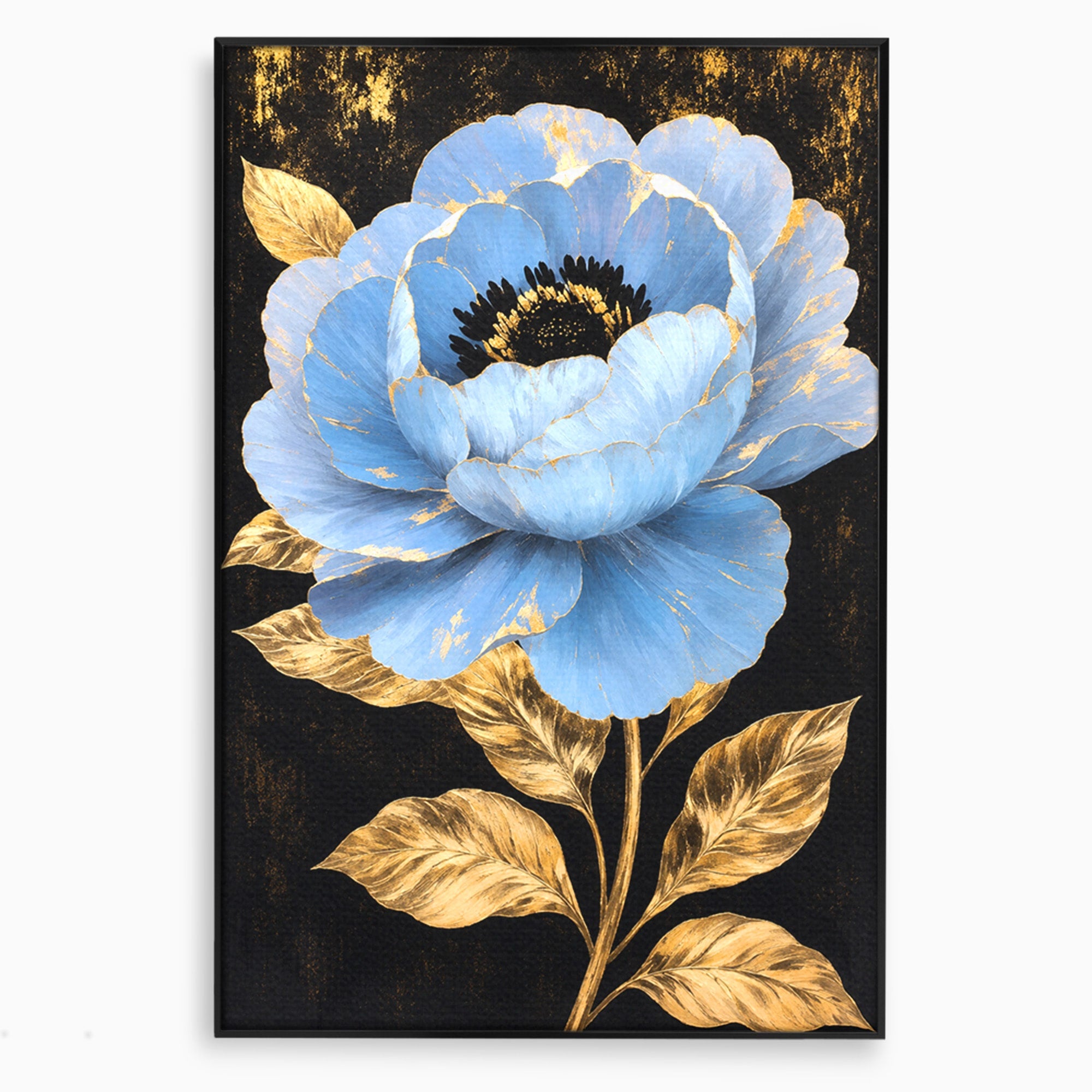 Tablou Canvas Premium LuxCanva® A1813, Înflorire Regală, Floare, Auriu, Negru, Living, Dormitor, Culori Vibrante