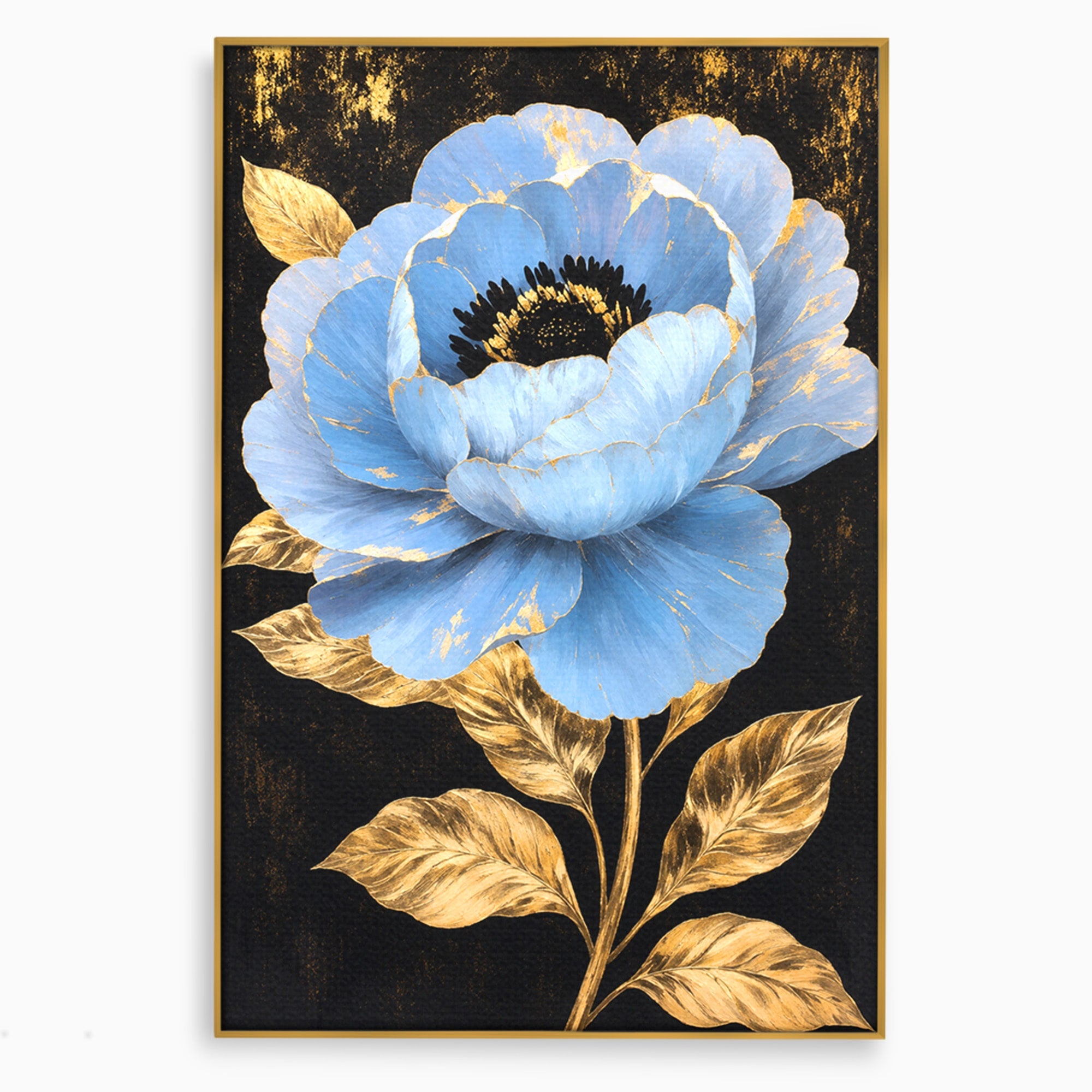 Tablou Canvas Premium LuxCanva® A1813, Înflorire Regală, Floare, Auriu, Negru, Living, Dormitor, Culori Vibrante