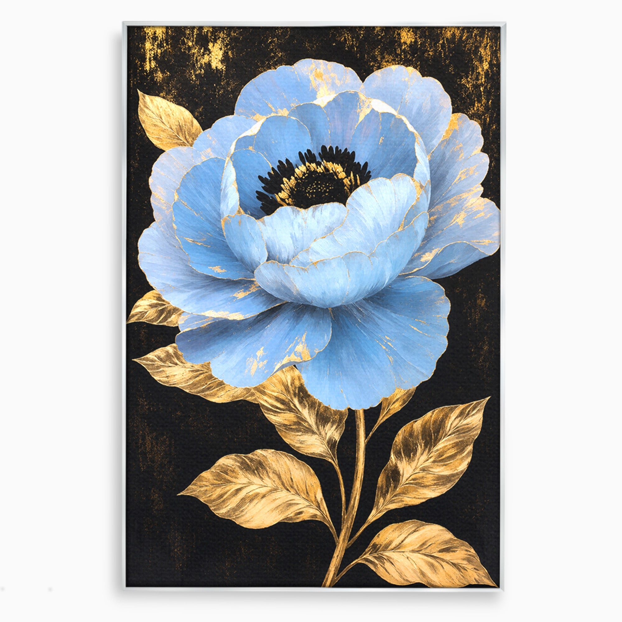 Tablou Canvas Premium LuxCanva® A1813, Înflorire Regală, Floare, Auriu, Negru, Living, Dormitor, Culori Vibrante