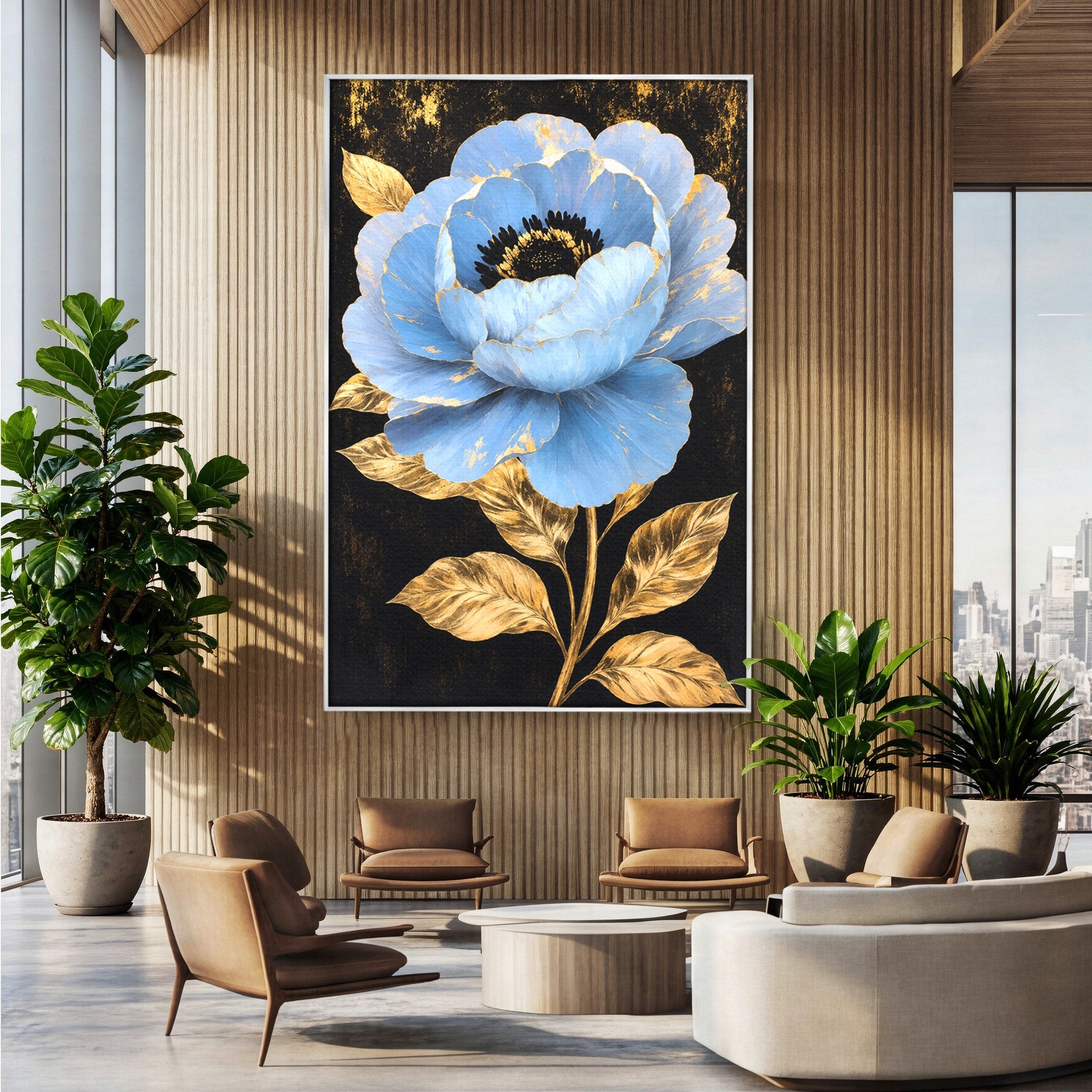 Tablou Canvas Premium LuxCanva® A1813, Înflorire Regală, Floare, Auriu, Negru, Living, Dormitor, Culori Vibrante