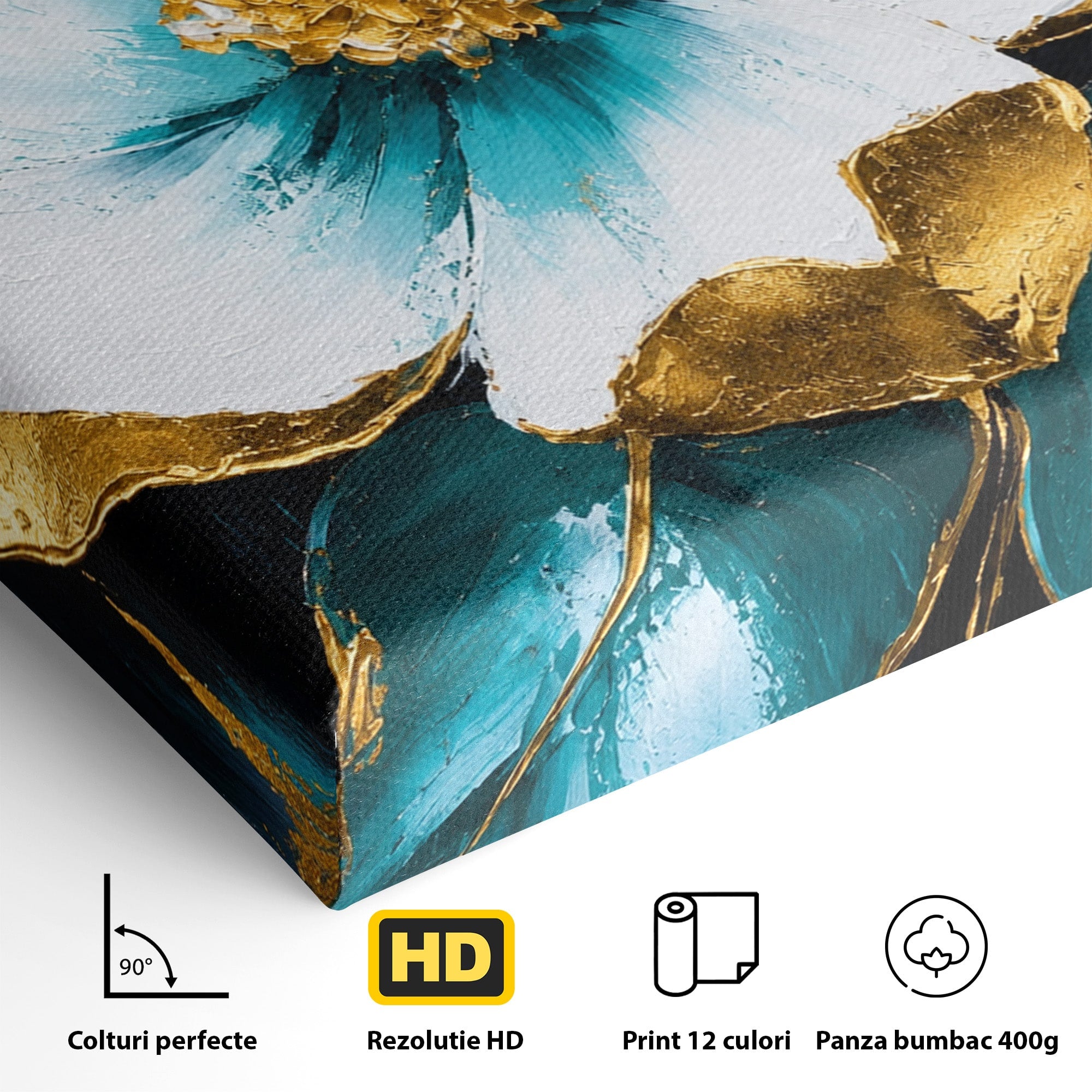 Tablou Canvas Premium LuxCanva® A1814, Rază de Azur, Floare, Arta, Abstract, Eleganta, Living, Culori Vibrante