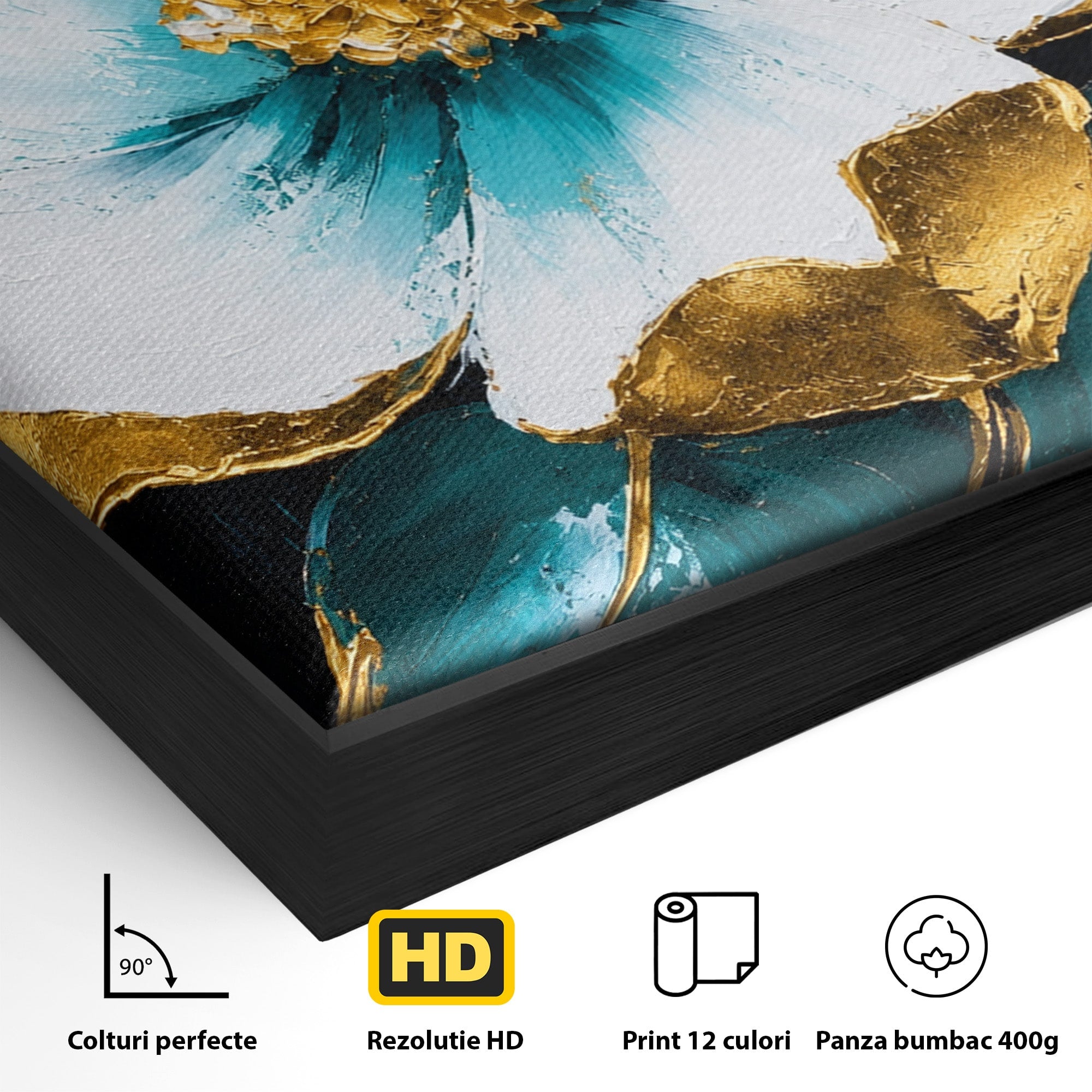 Tablou Canvas Premium LuxCanva® A1814, Rază de Azur, Floare, Arta, Abstract, Eleganta, Living, Culori Vibrante