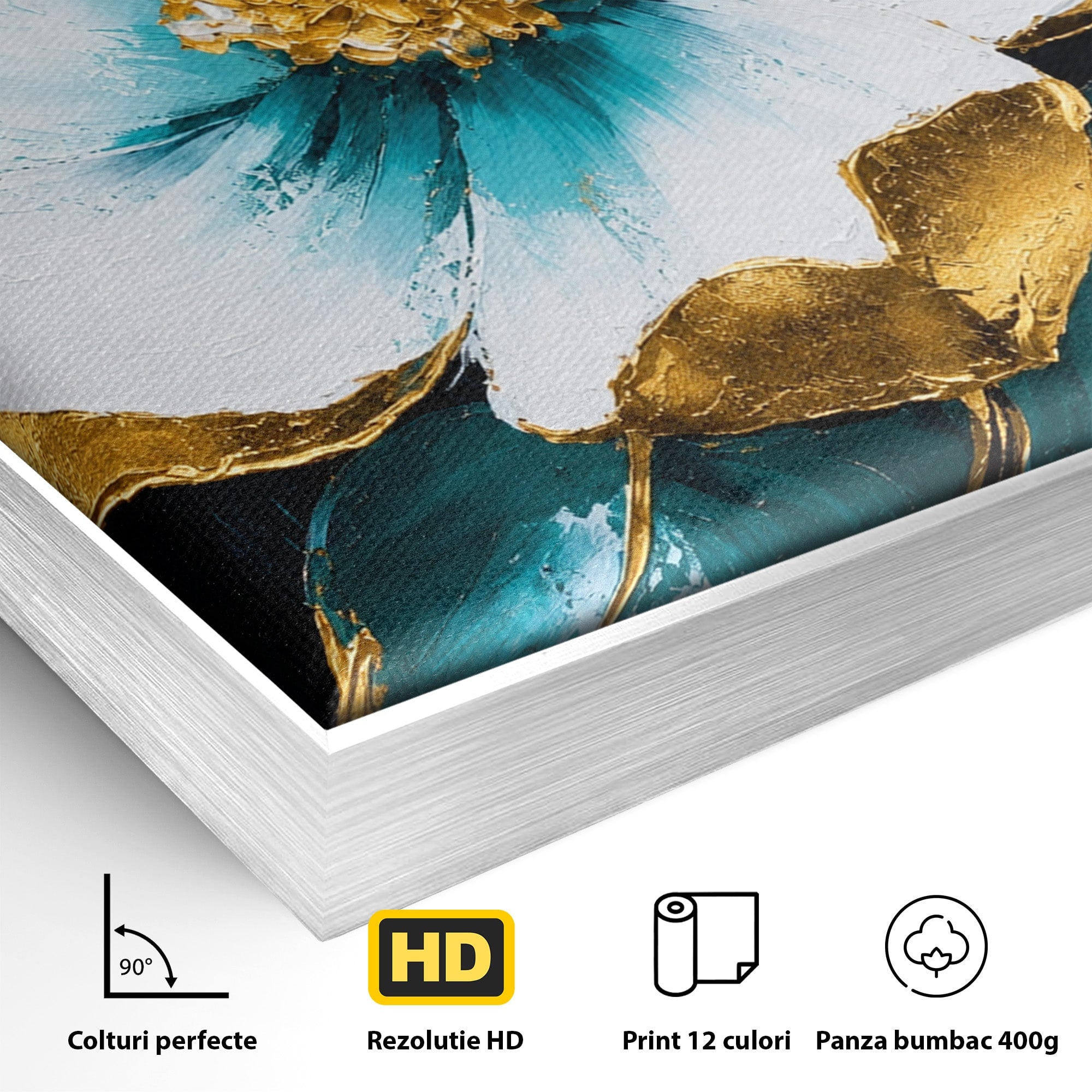 Tablou Canvas Premium LuxCanva® A1814, Rază de Azur, Floare, Arta, Abstract, Eleganta, Living, Culori Vibrante