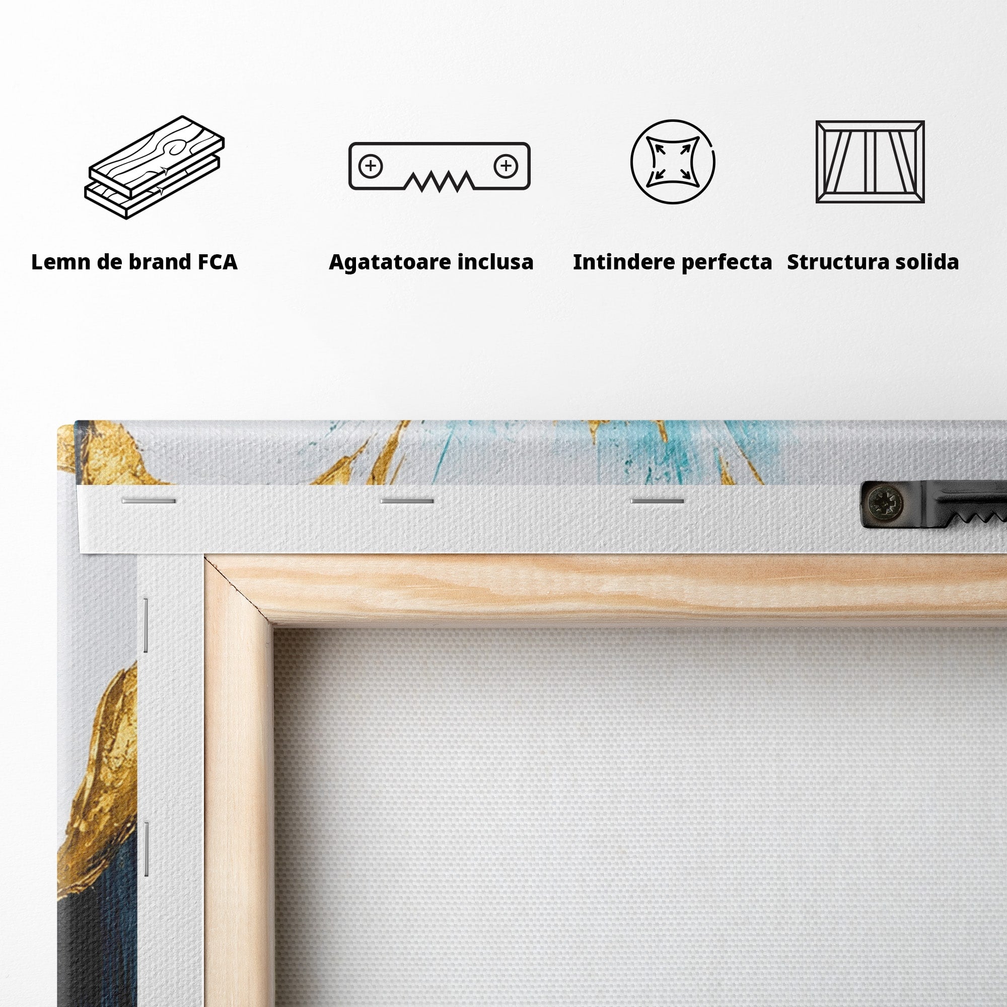 Tablou Canvas Premium LuxCanva® A1814, Rază de Azur, Floare, Arta, Abstract, Eleganta, Living, Culori Vibrante
