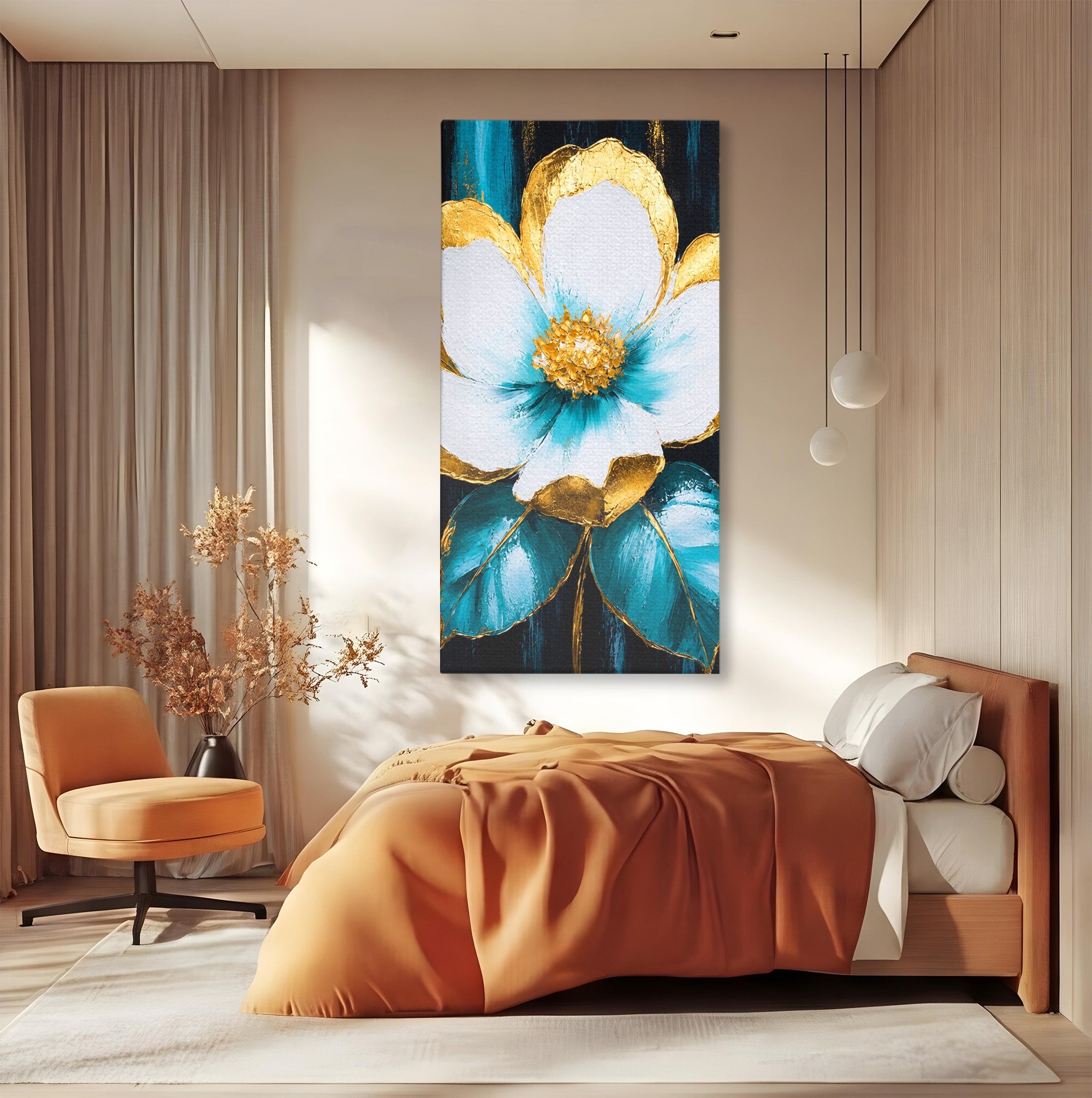Tablou Canvas Premium LuxCanva® A1814, Rază de Azur, Floare, Arta, Abstract, Eleganta, Living, Culori Vibrante