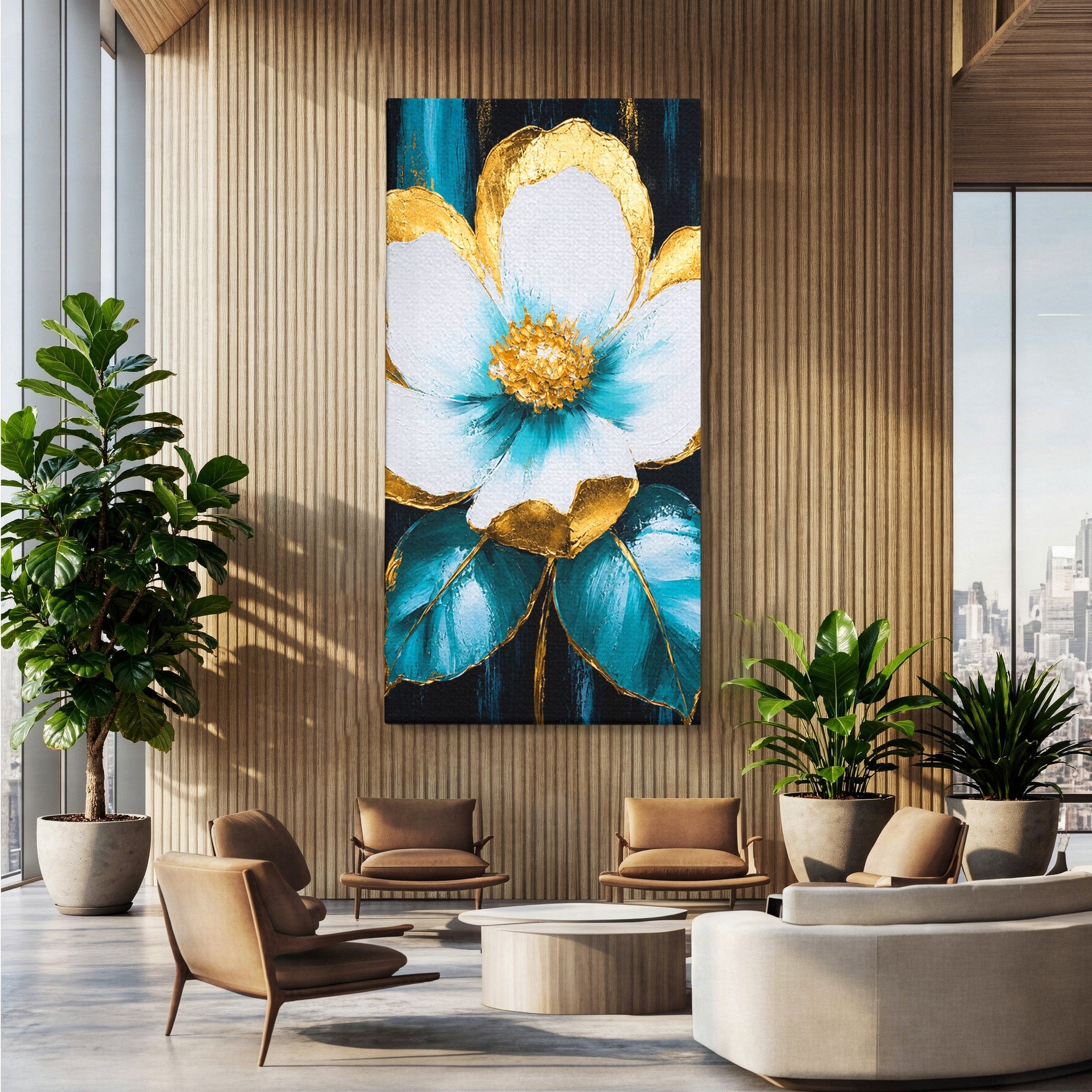 Tablou Canvas Premium LuxCanva® A1814, Rază de Azur, Floare, Arta, Abstract, Eleganta, Living, Culori Vibrante