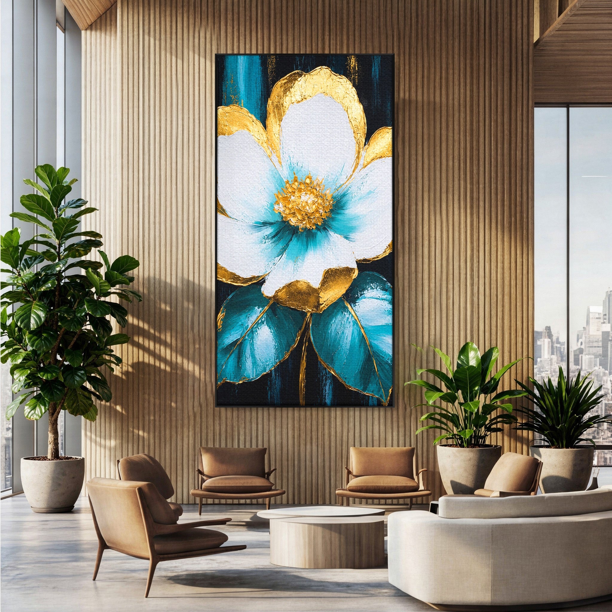 Tablou Canvas Premium LuxCanva® A1814, Rază de Azur, Floare, Arta, Abstract, Eleganta, Living, Culori Vibrante