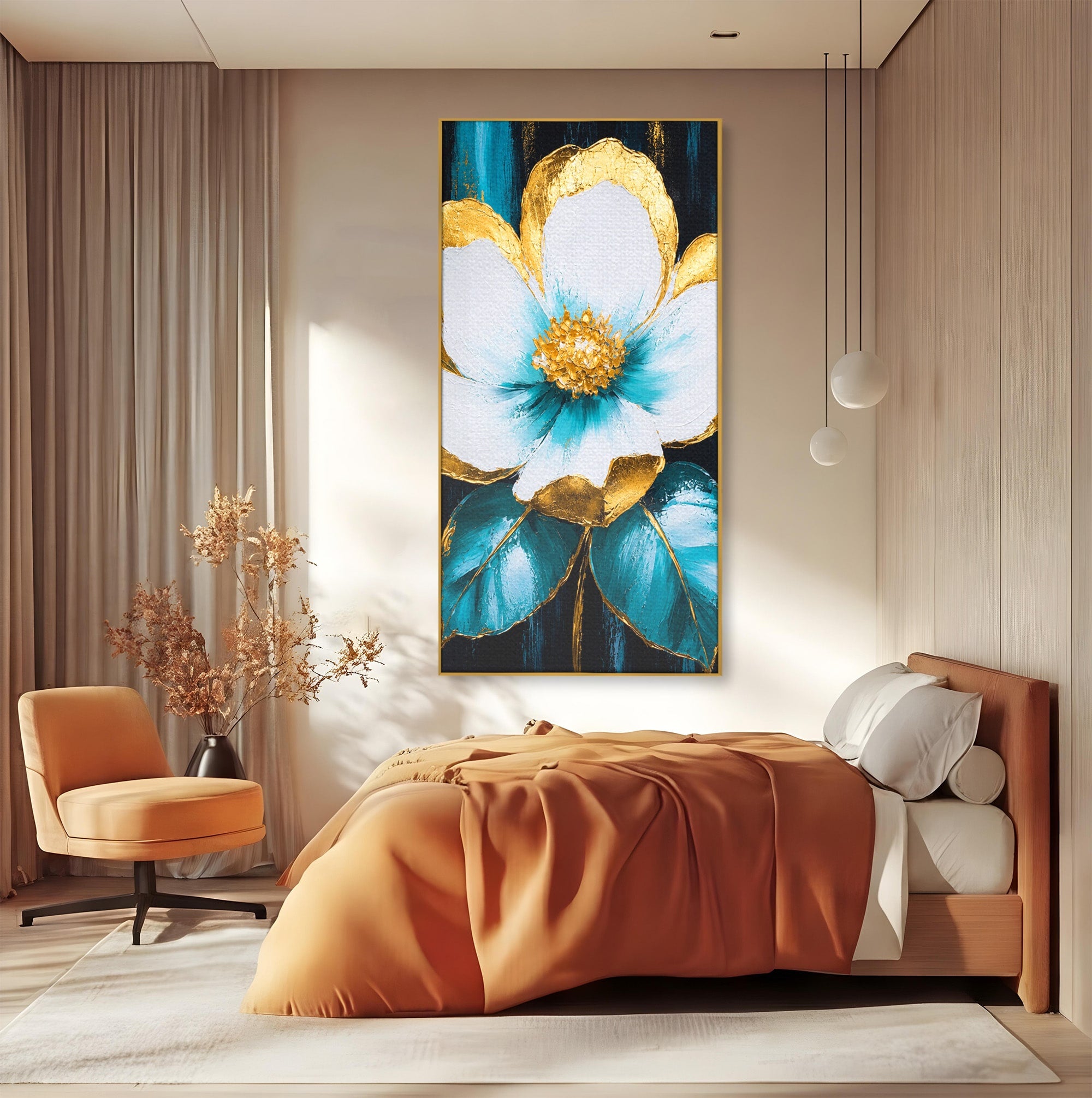 Tablou Canvas Premium LuxCanva® A1814, Rază de Azur, Floare, Arta, Abstract, Eleganta, Living, Culori Vibrante