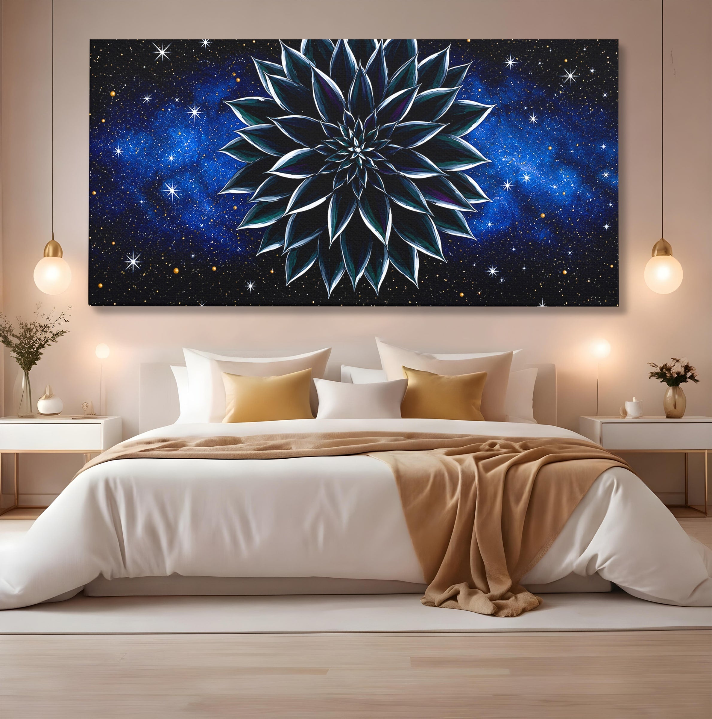 Tablou Canvas Premium LuxCanva® A1815, Floare Galactica, Floare, Univers, Abstract, Spatiu, Mister, Dormitor, Culori Vibrante