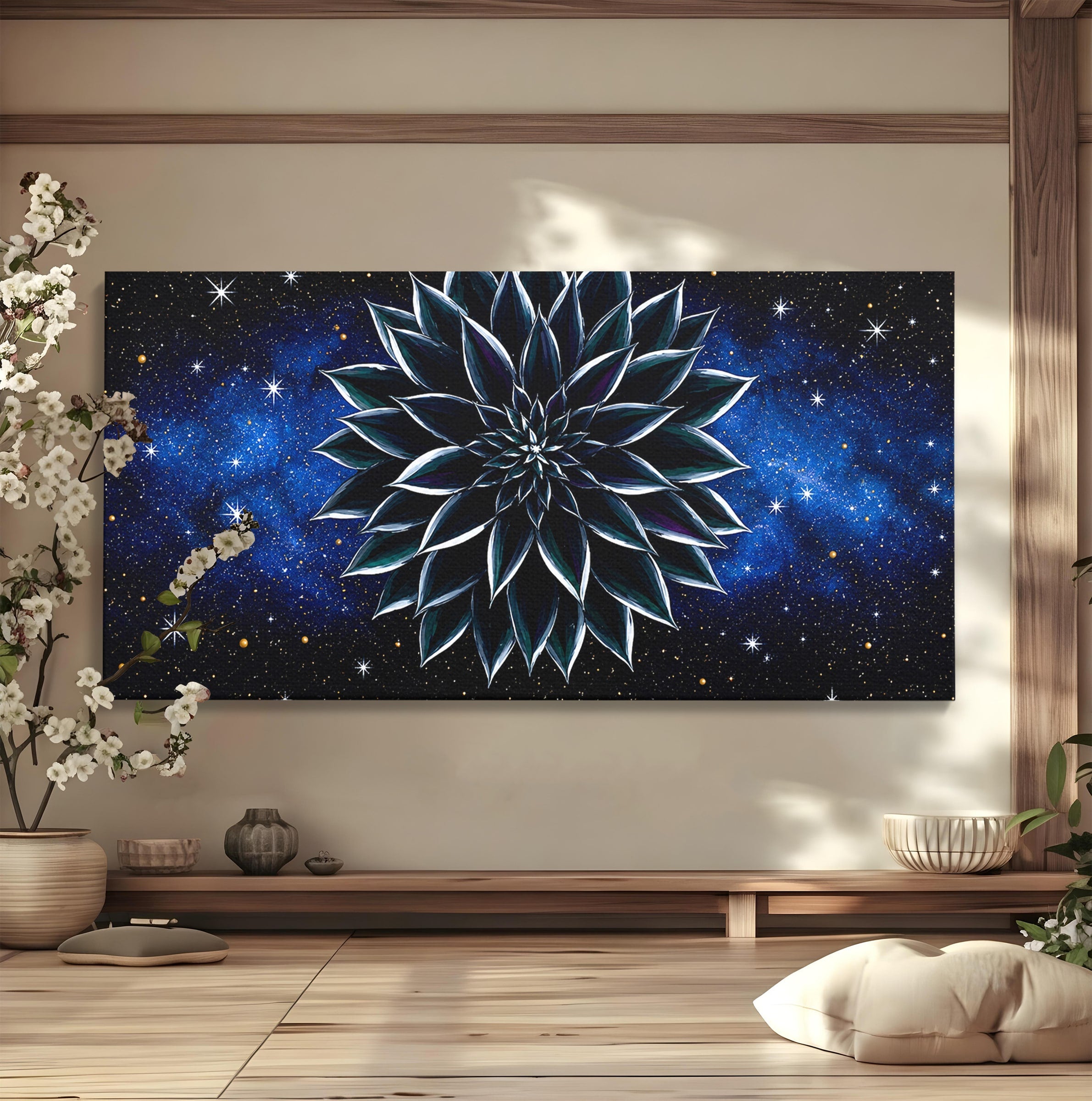 Tablou Canvas Premium LuxCanva® A1815, Floare Galactica, Floare, Univers, Abstract, Spatiu, Mister, Dormitor, Culori Vibrante