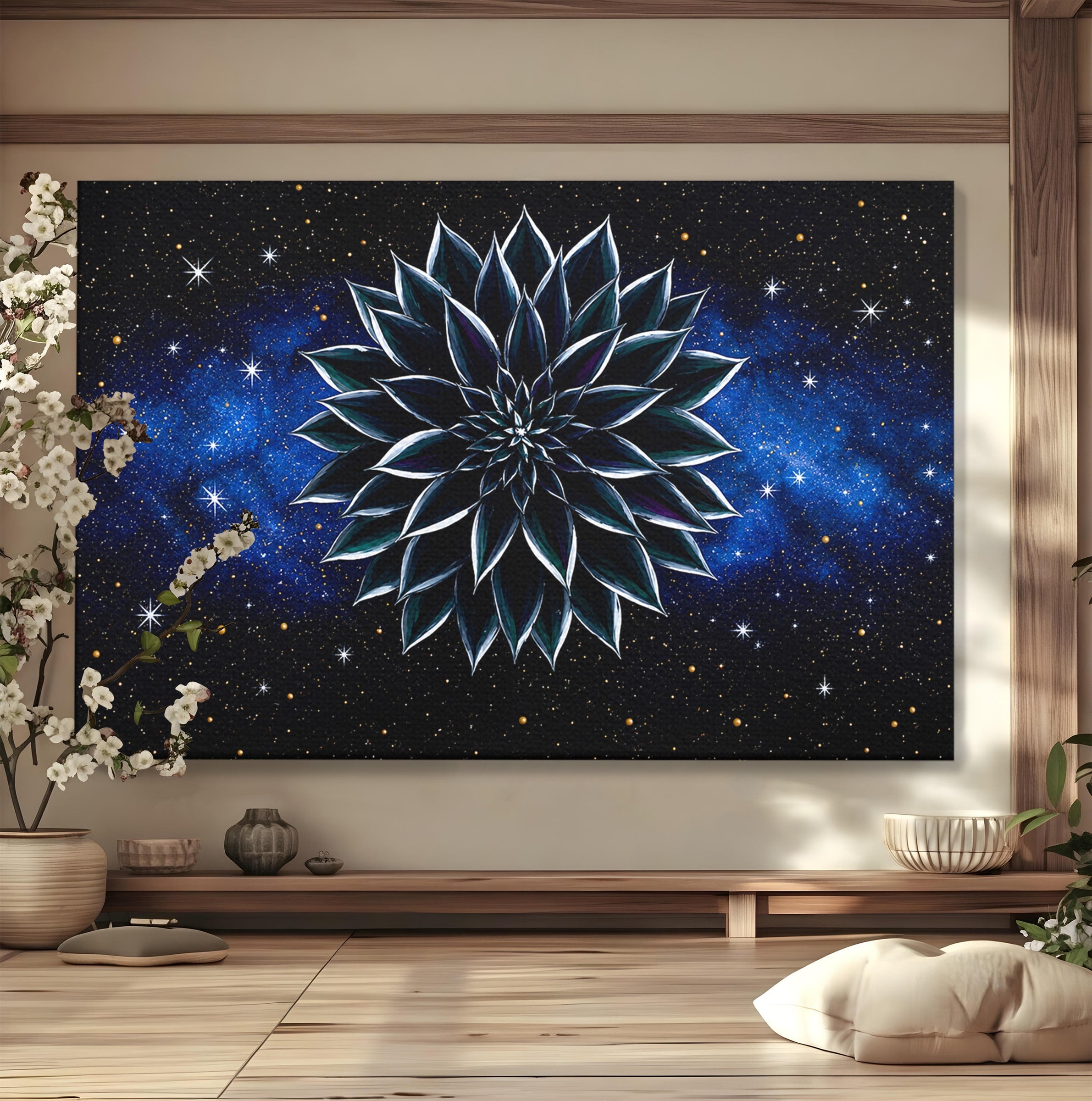 Tablou Canvas Premium LuxCanva® A1815, Floare Galactica, Floare, Univers, Abstract, Spatiu, Mister, Dormitor, Culori Vibrante