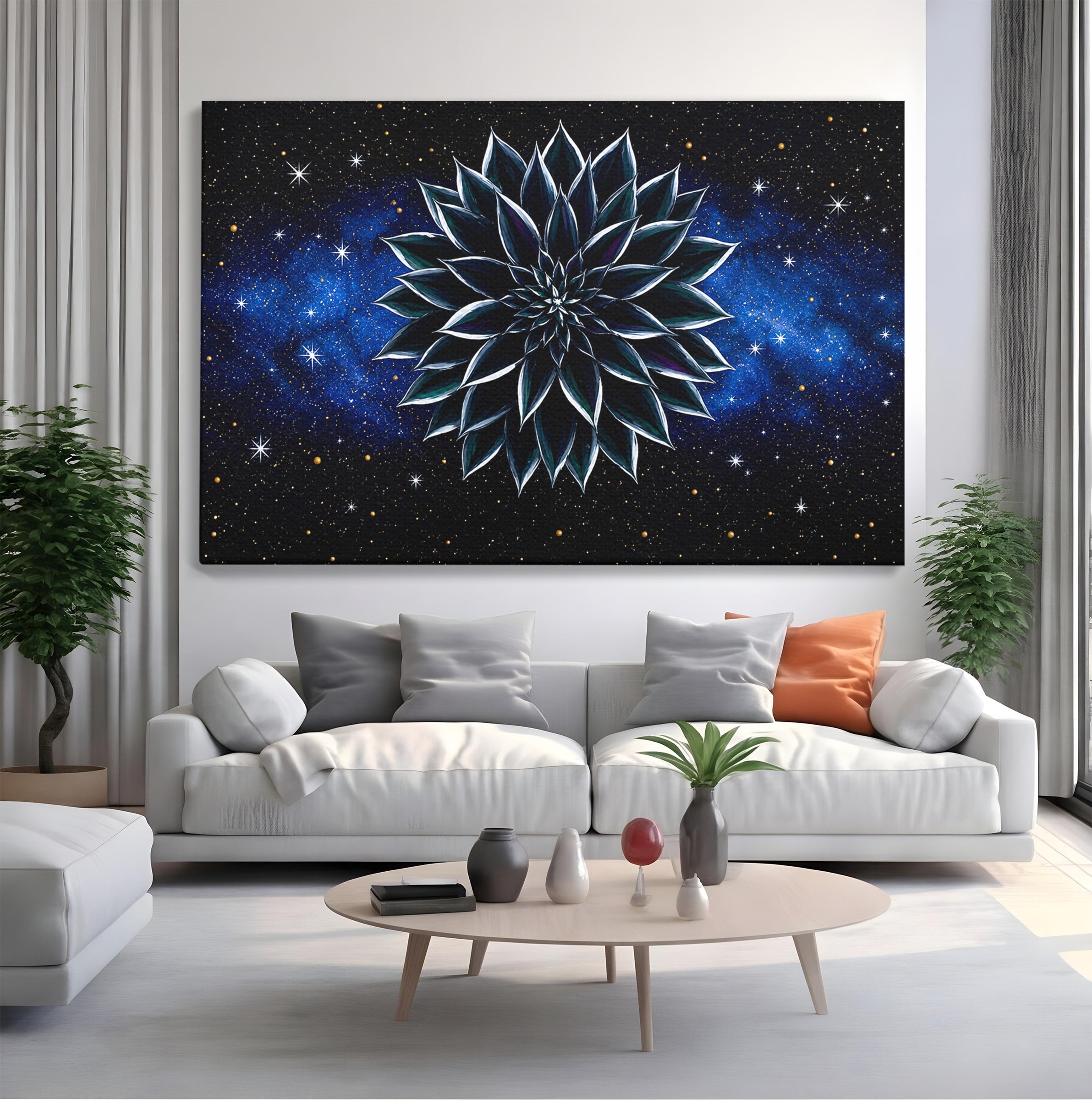Tablou Canvas Premium LuxCanva® A1815, Floare Galactica, Floare, Univers, Abstract, Spatiu, Mister, Dormitor, Culori Vibrante