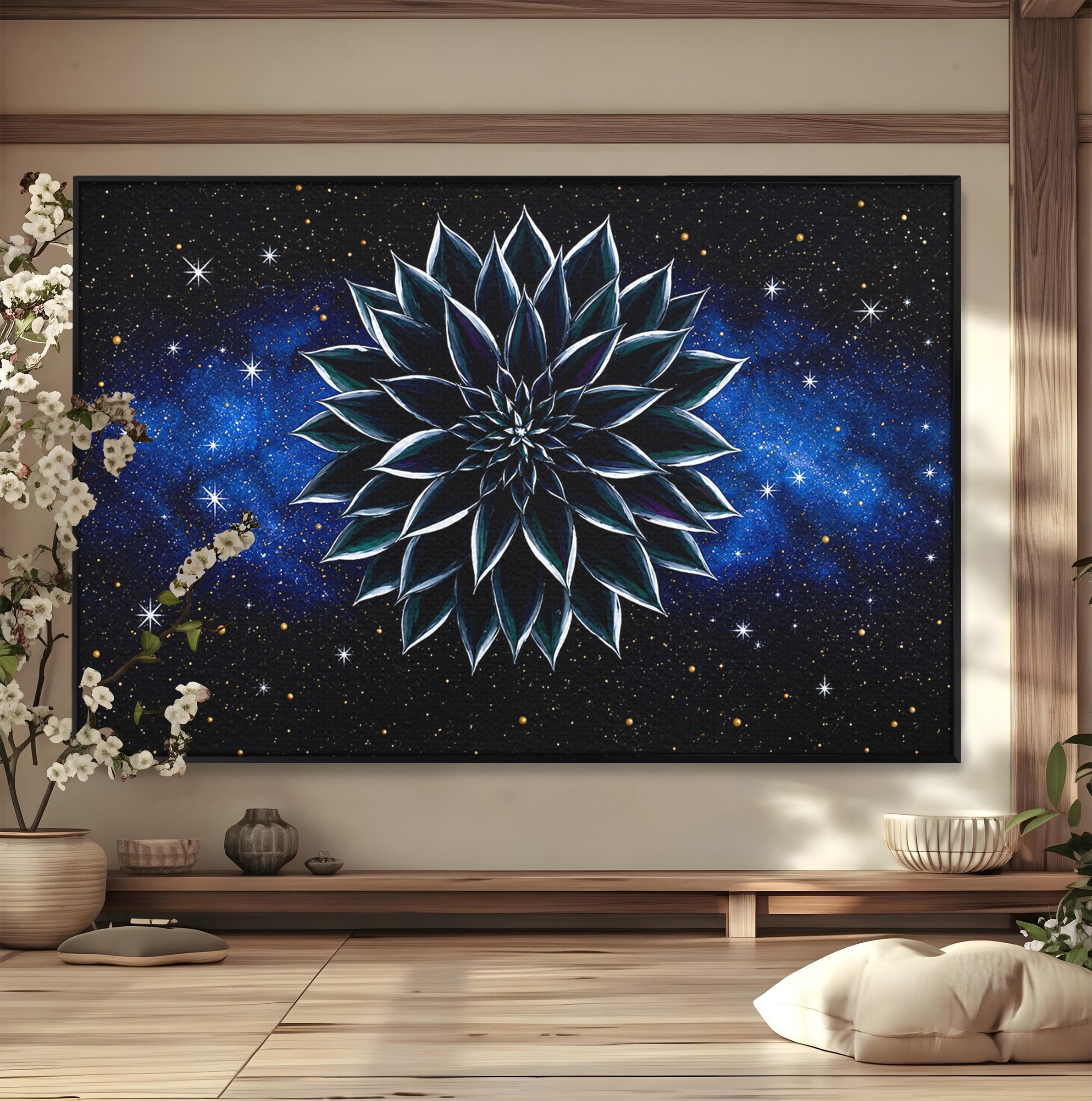 Tablou Canvas Premium LuxCanva® A1815, Floare Galactica, Floare, Univers, Abstract, Spatiu, Mister, Dormitor, Culori Vibrante